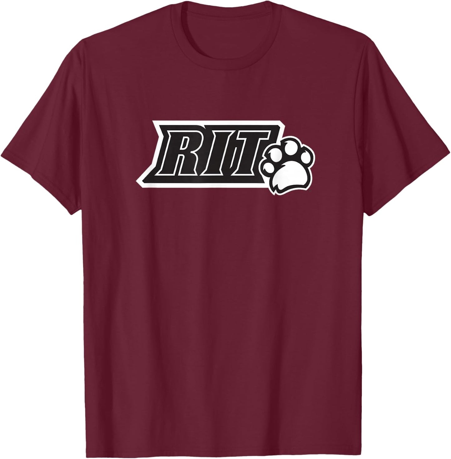 Rochester Institute of Technology RIT Paw B/W Logo T-Shirt - T-Shirt | Maroon
