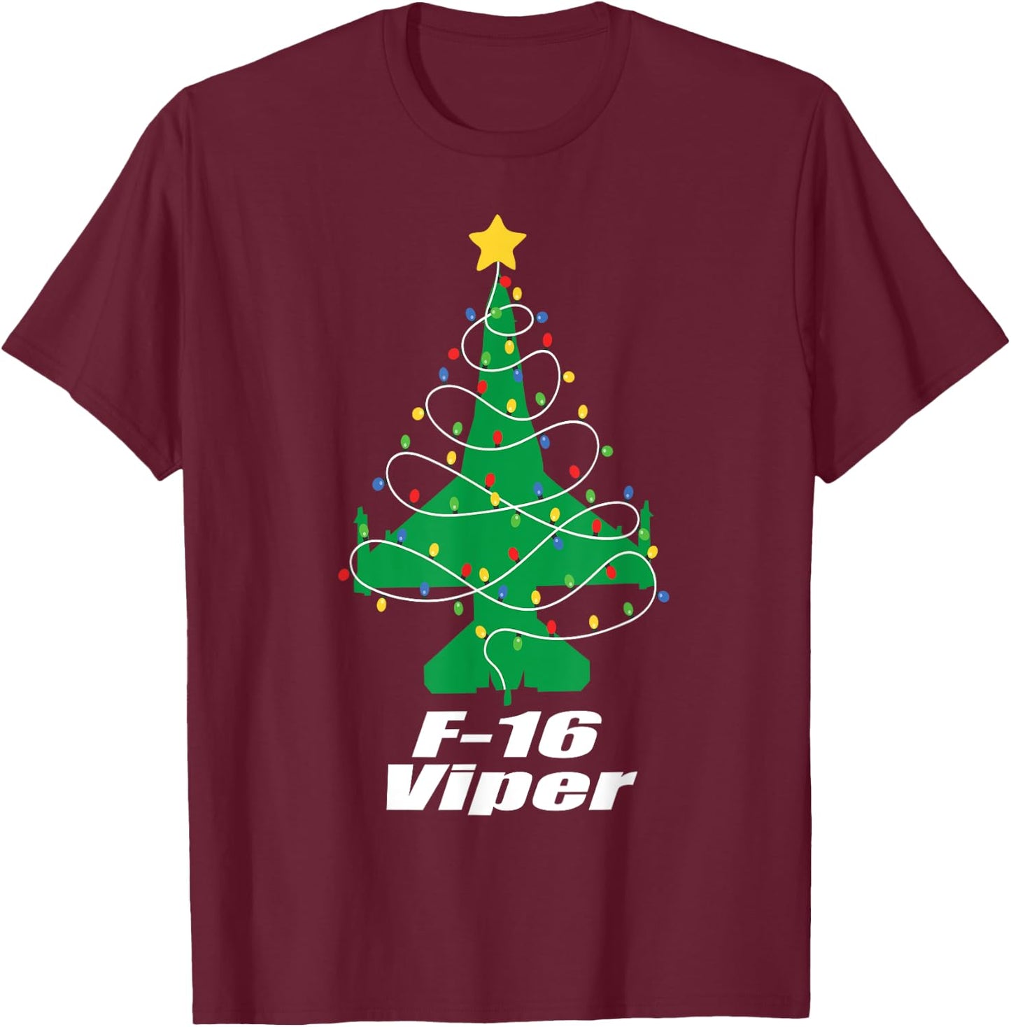 Viper Christmas, F-16 Jet Fighter souvenir and Fighter jet T-Shirt - T-Shirt | Maroon