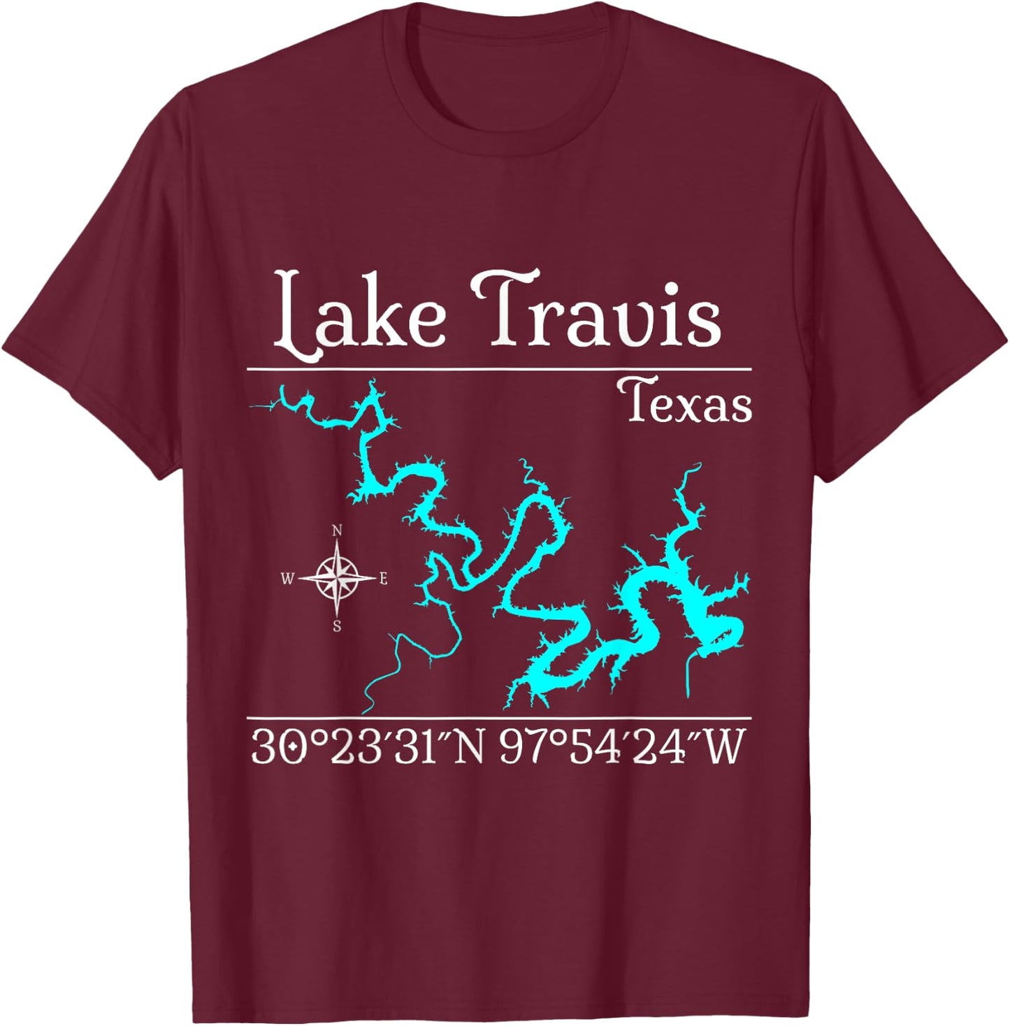 Lake Travis, Texas T-Shirt - T-Shirt | Maroon