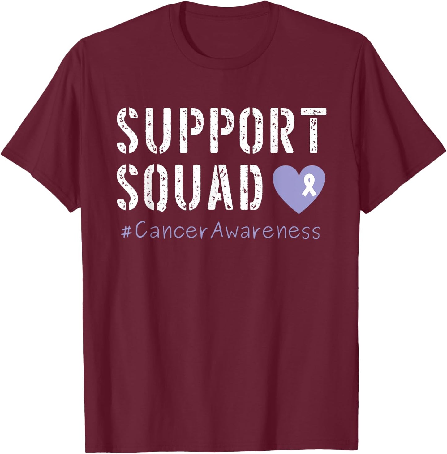 Lavender Ribbon Men Women Kids Boys Girls Cancer Awareness T-Shirt - T-Shirt | Maroon