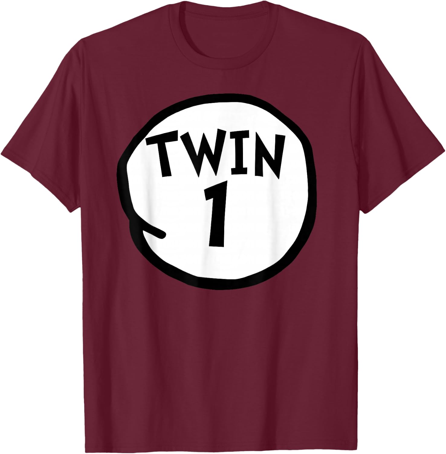 Twin 1 Funny Matching Twin one T-Shirt - T-Shirt | Maroon