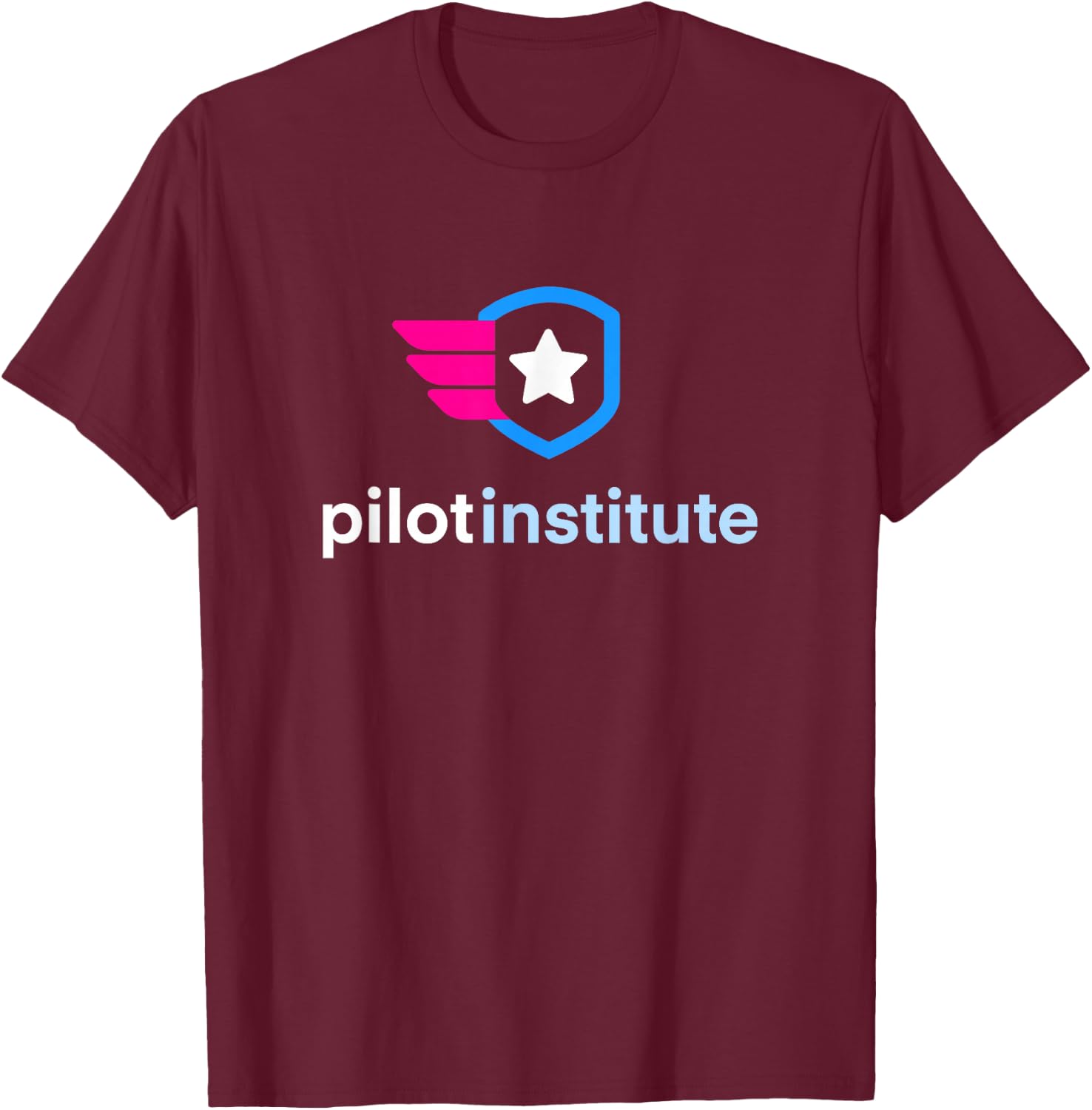 Pilot Institute Black Modern Letter Print , -Adults, Small T-Shirt - T-Shirt | Maroon