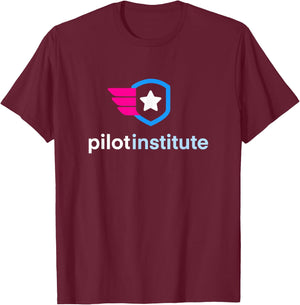 Pilot Institute Black Modern Letter Print , -Adults, Small T-Shirt - T-Shirt | Maroon