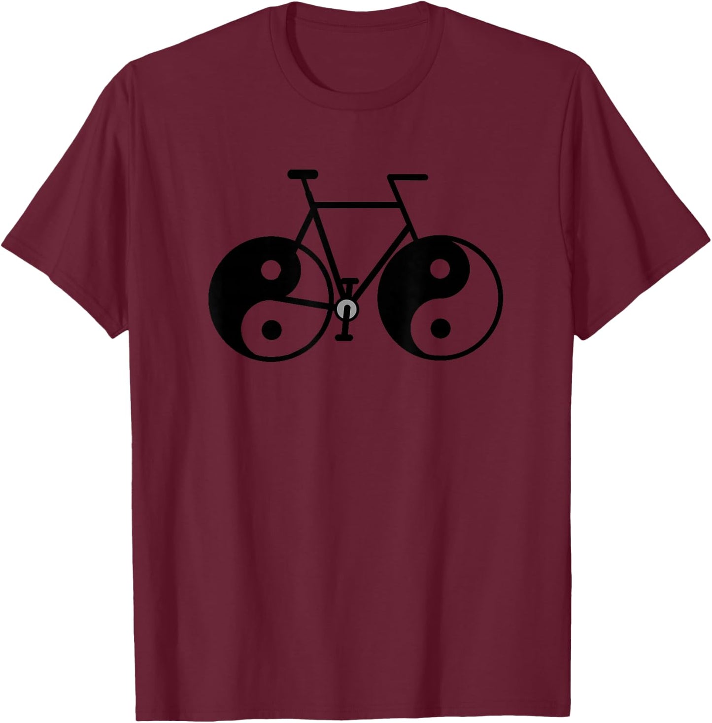 Biking Yin Yang Feng Shui Ying Yang Taijitu Buddhism T-Shirt - T-Shirt | Maroon