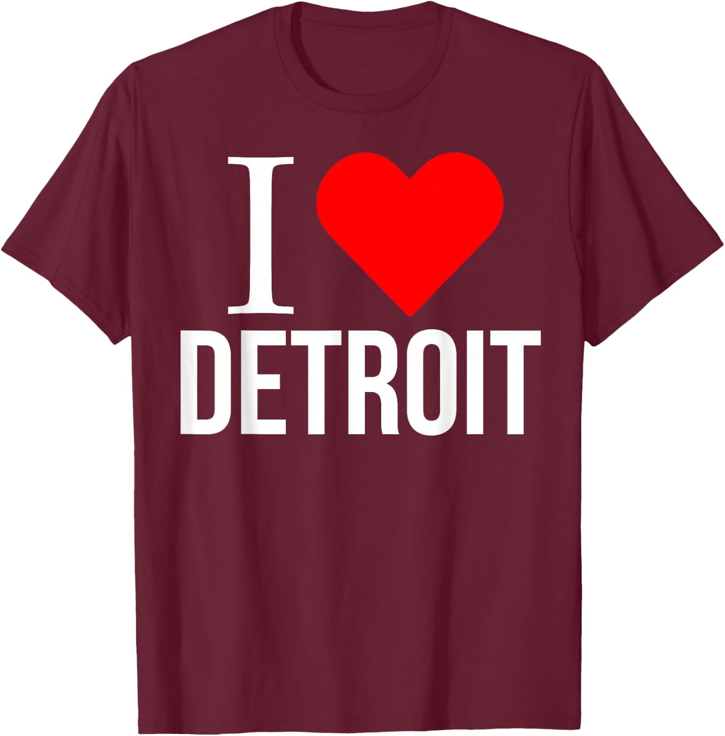 I Love Detroit Red Heart T-Shirt - T-Shirt | Maroon