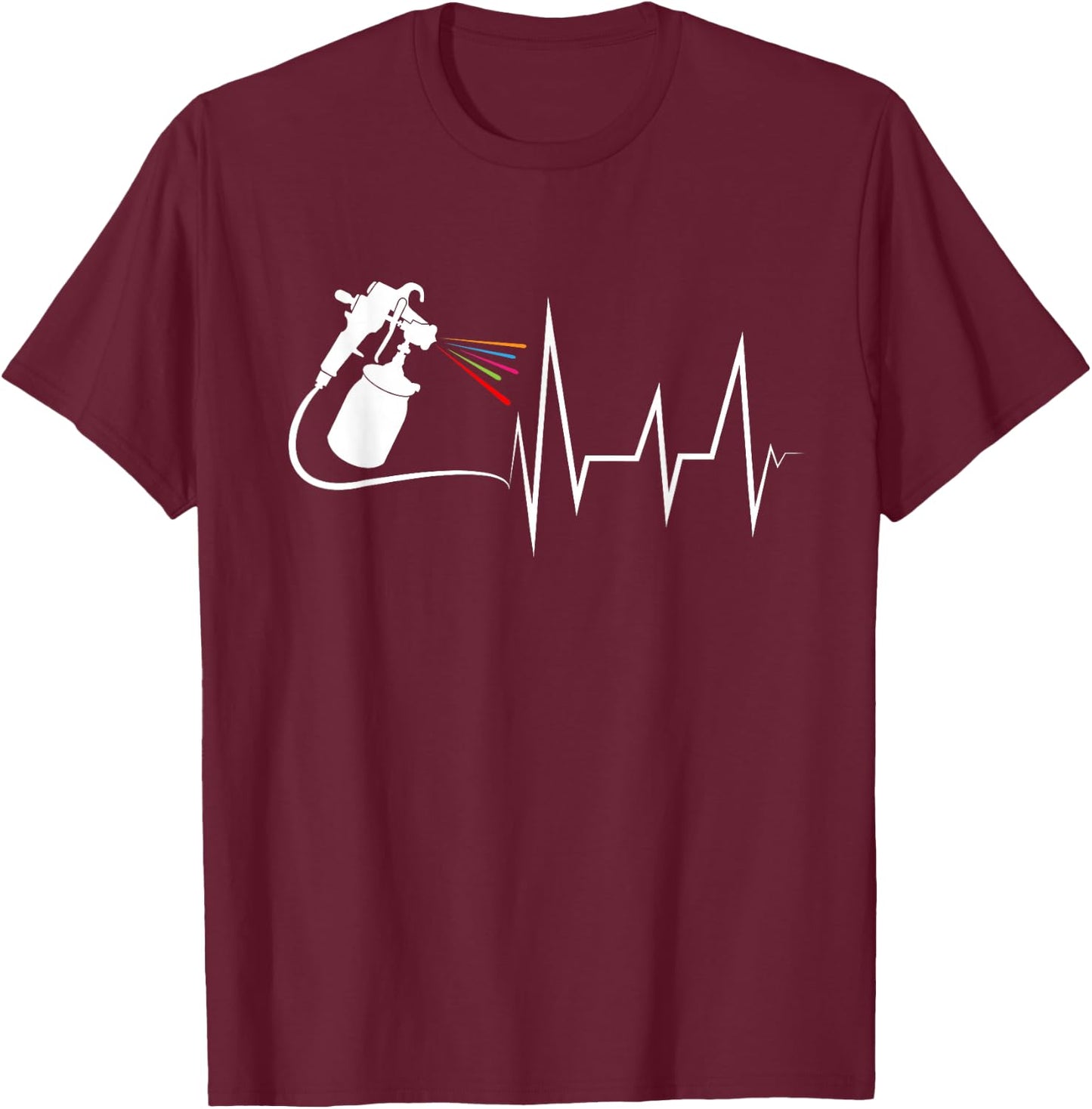 Car Painter Heartbeat Paint Gun Pulse EKG Auto Body Painter T-Shirt - T-Shirt | Maroon