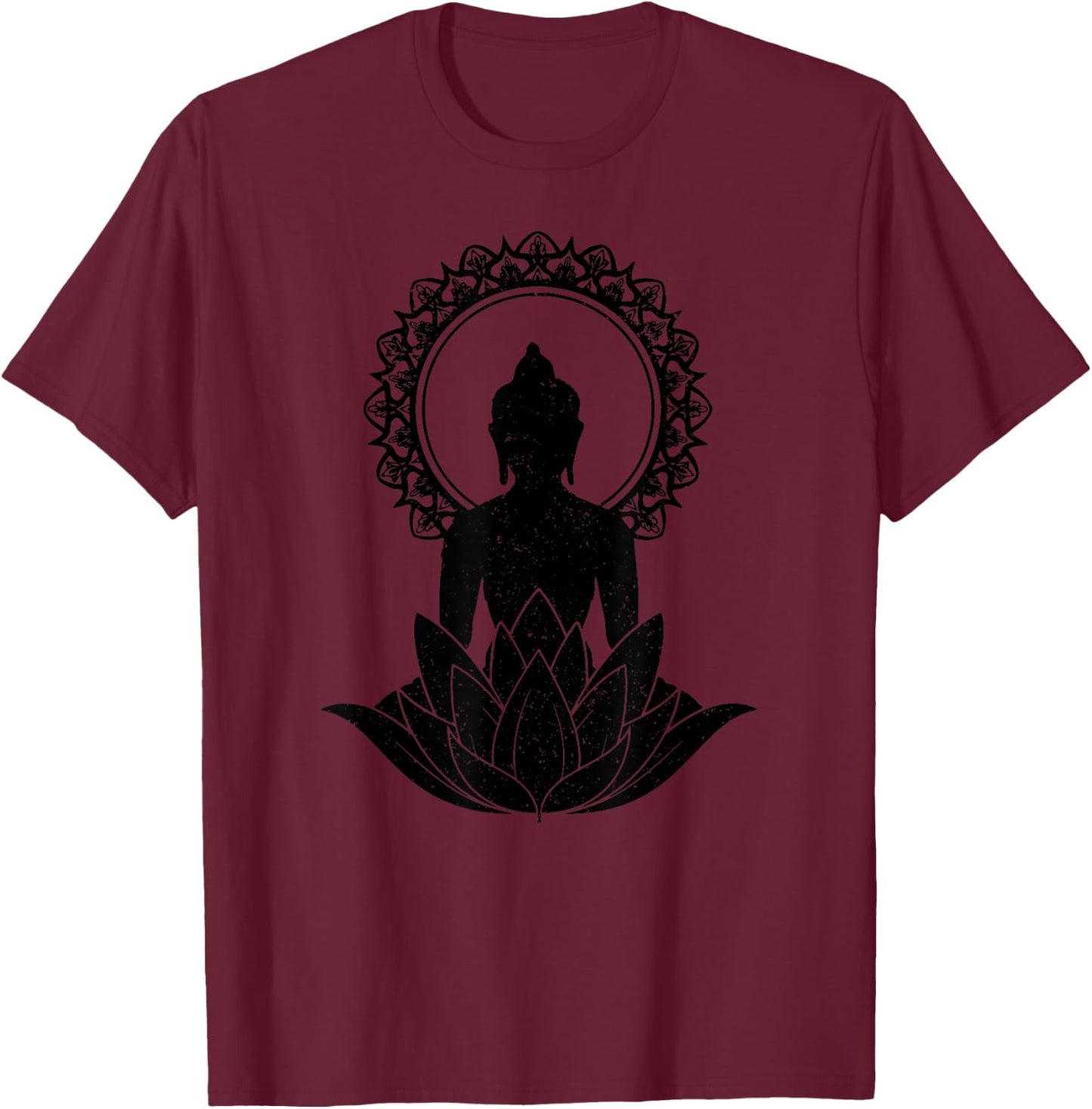 Buddha Mandala Lotus Flower Yoga Zen Buddhism Spiritual T-Shirt - T-Shirt | Maroon