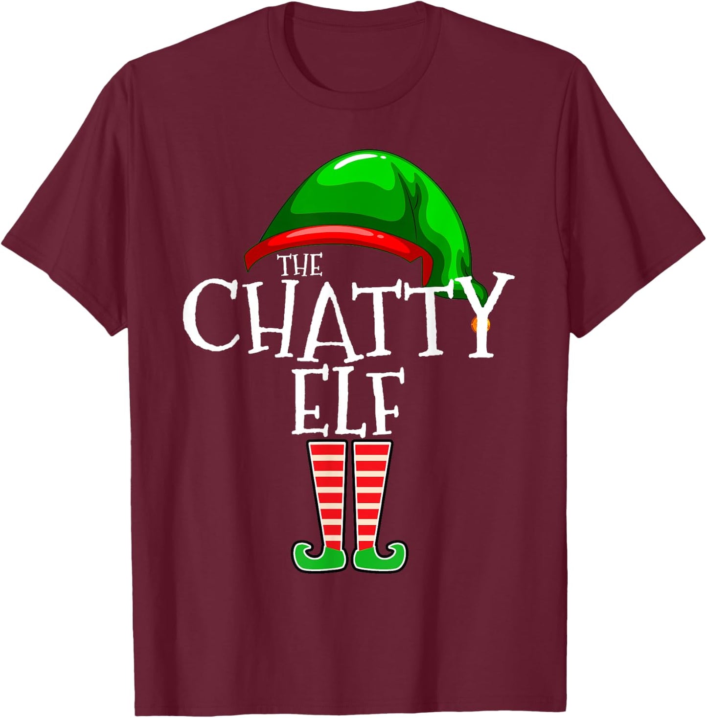 The Chatty Elf Group Matching Family Christmas T-Shirt - T-Shirt | Maroon