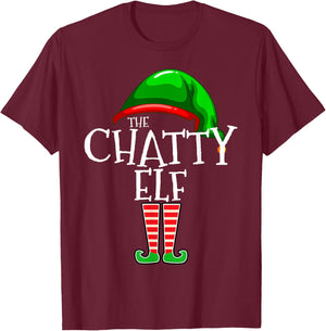 The Chatty Elf Group Matching Family Christmas T-Shirt - T-Shirt | Maroon