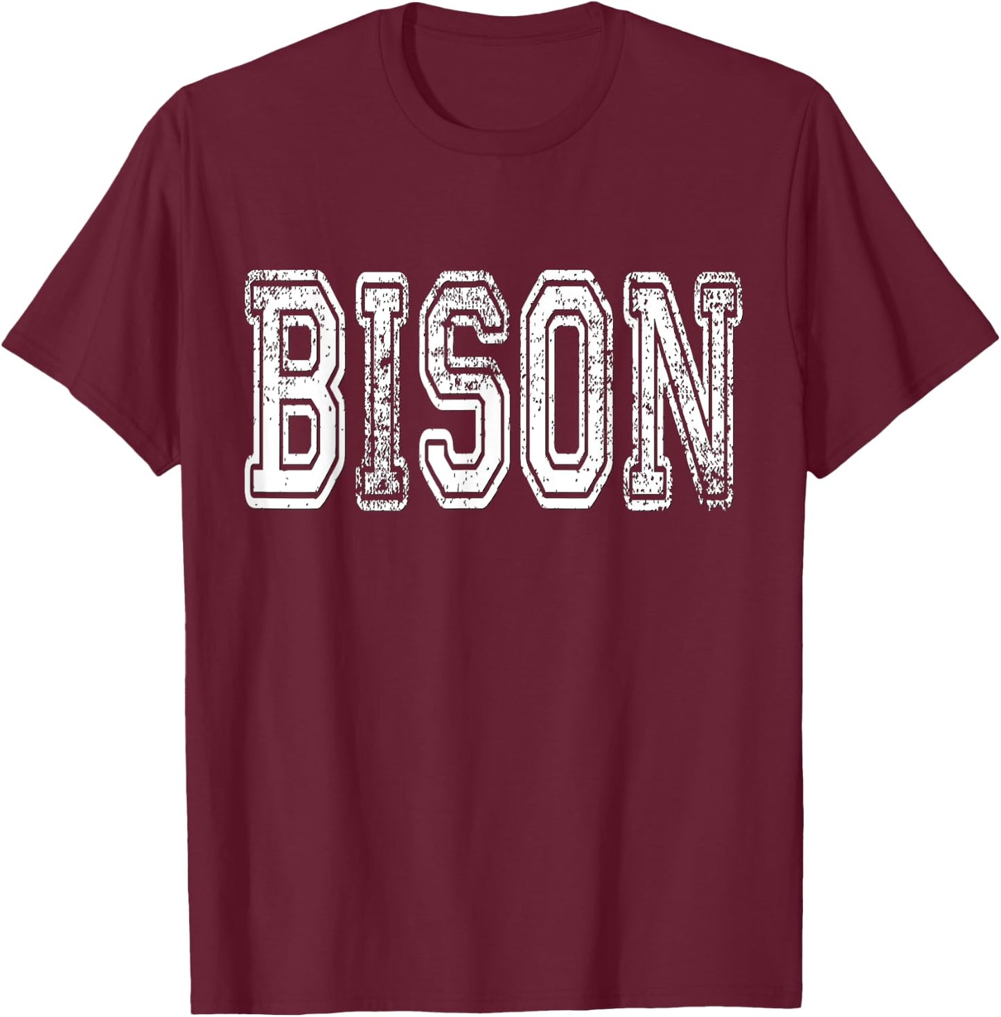 Bison Mascot Distressed Vintage School Sports Name Fans T-Shirt - T-Shirt | Maroon