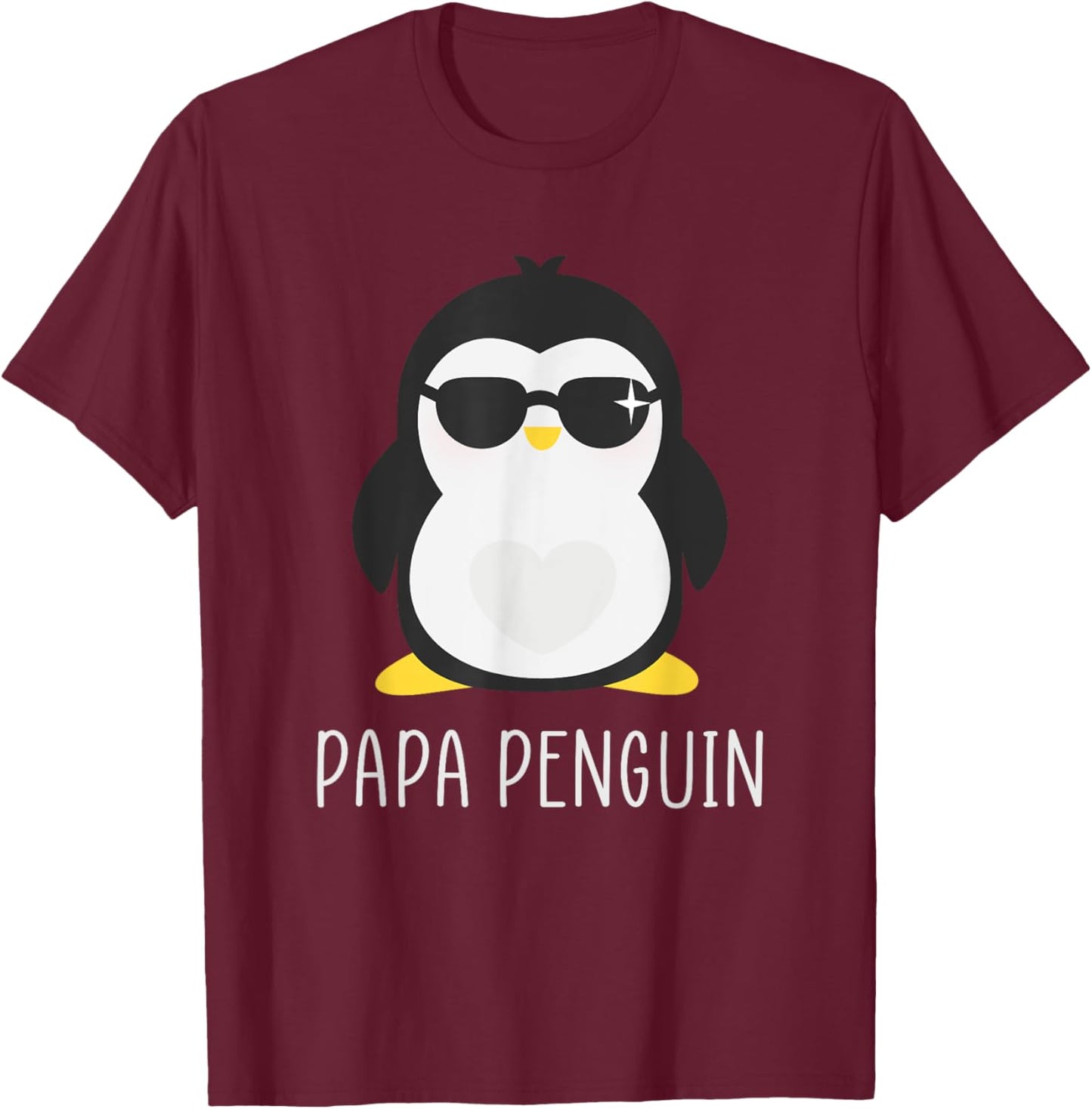 Penguin Papa - Father's Funny & Cute Dad Gift T-Shirt - T-Shirt | Maroon