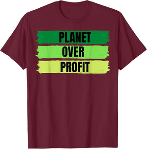 2022 Planet Over Profit Earth Day Vintage T-Shirt - T-Shirt | Maroon