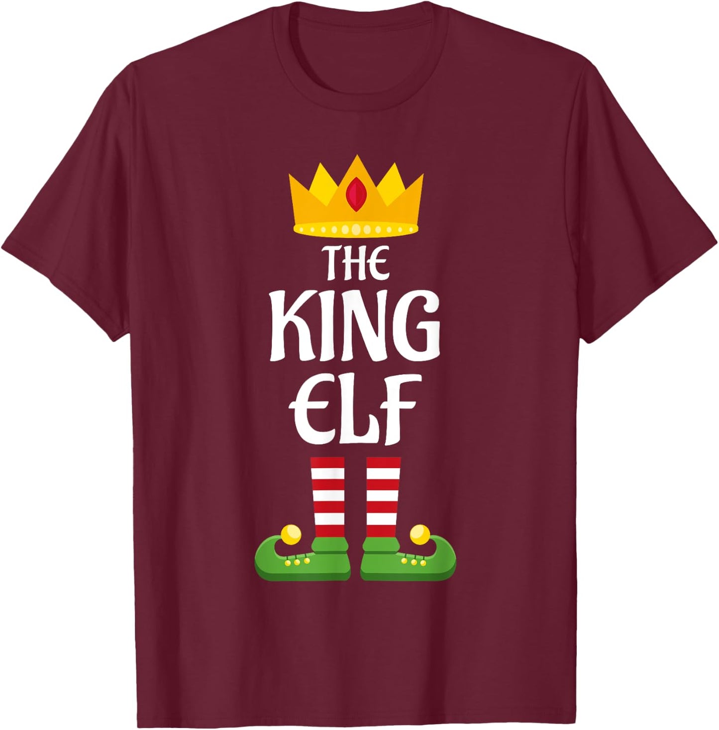 King Elf Family Matching Group Christmas Dad T-Shirt - T-Shirt | Maroon