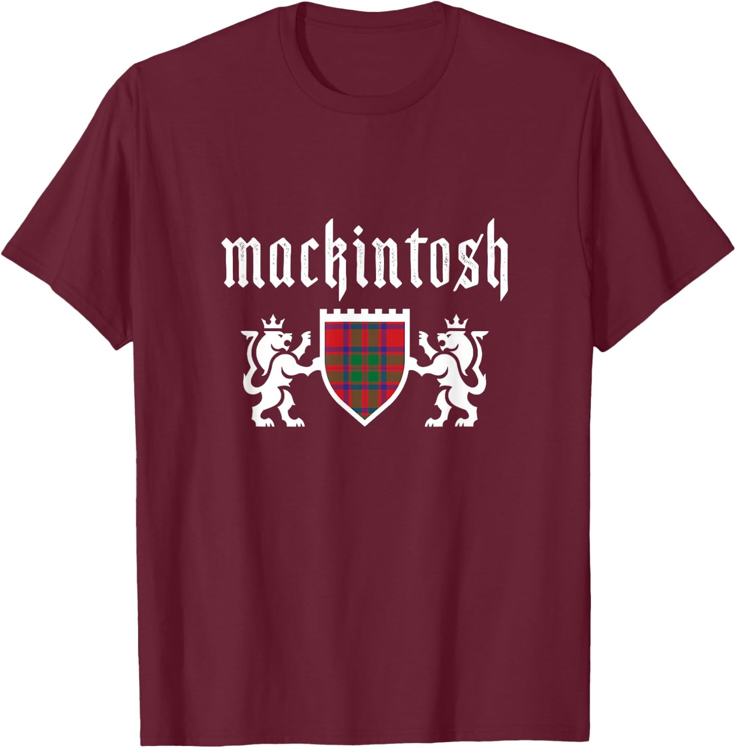 Clan Mackintosh Tartan, Scottish Plaid, Mackintosh Clan T-Shirt - T-Shirt | Maroon