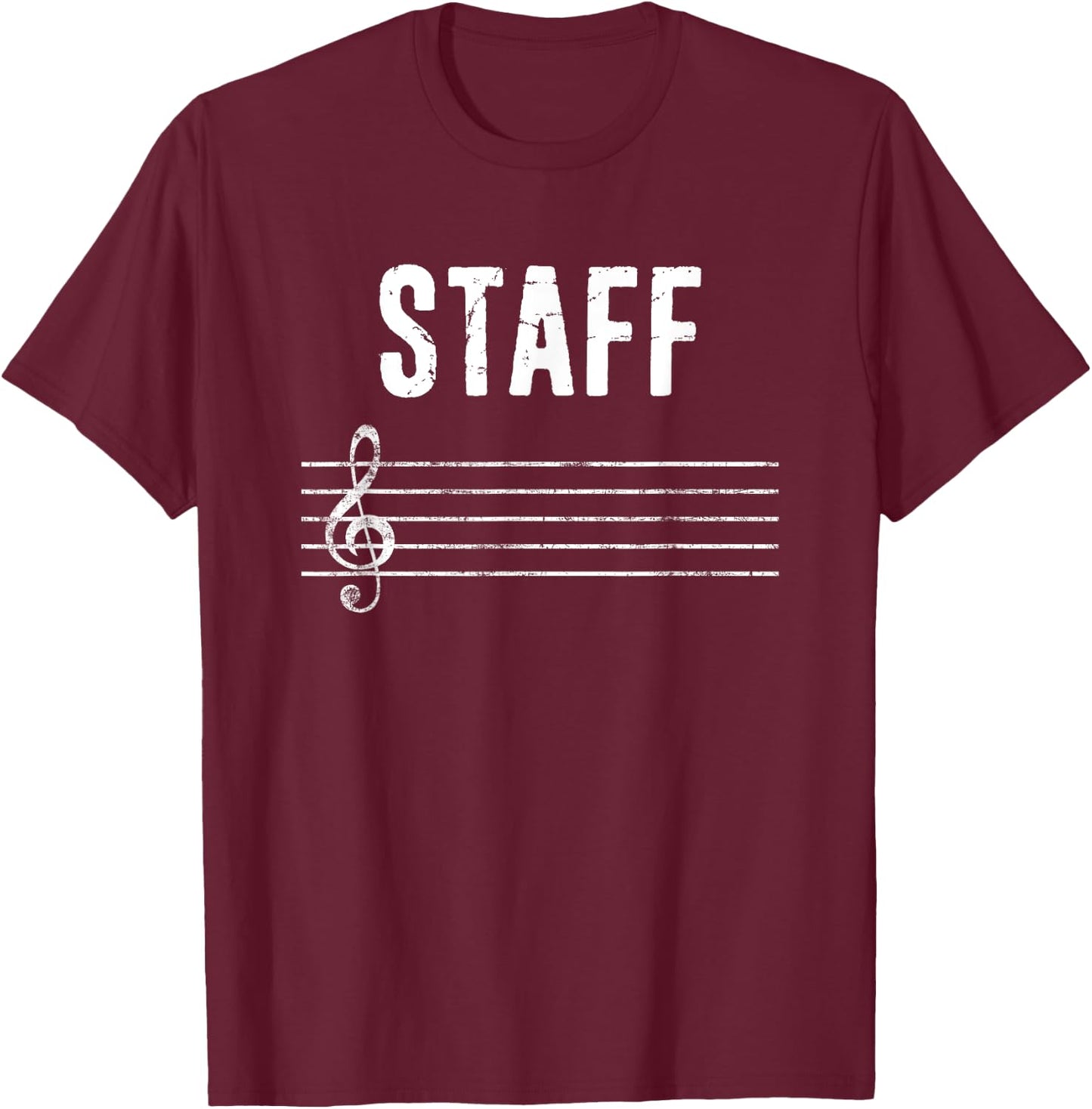 Music Staff Music Notes Musician Distressed Style Design T-Shirt - T-Shirt | Maroon