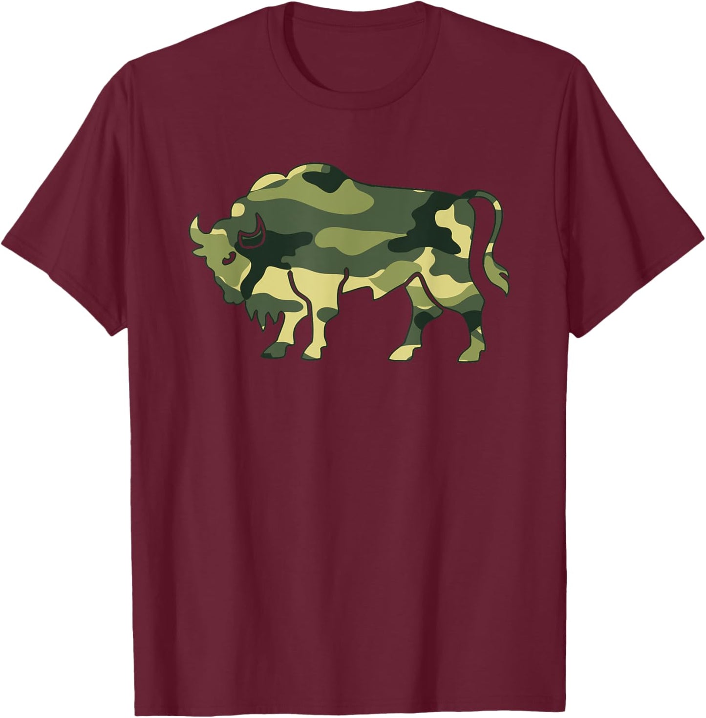 Military Gaur Camo Men Print US Indian bison Ox Veteran Gift T-Shirt - T-Shirt | Maroon