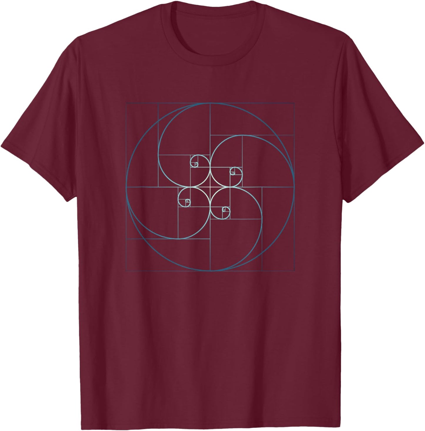 Fibonacci Spiral Golden Ratio Geometry Architecture Phi T-Shirt - T-Shirt | Maroon