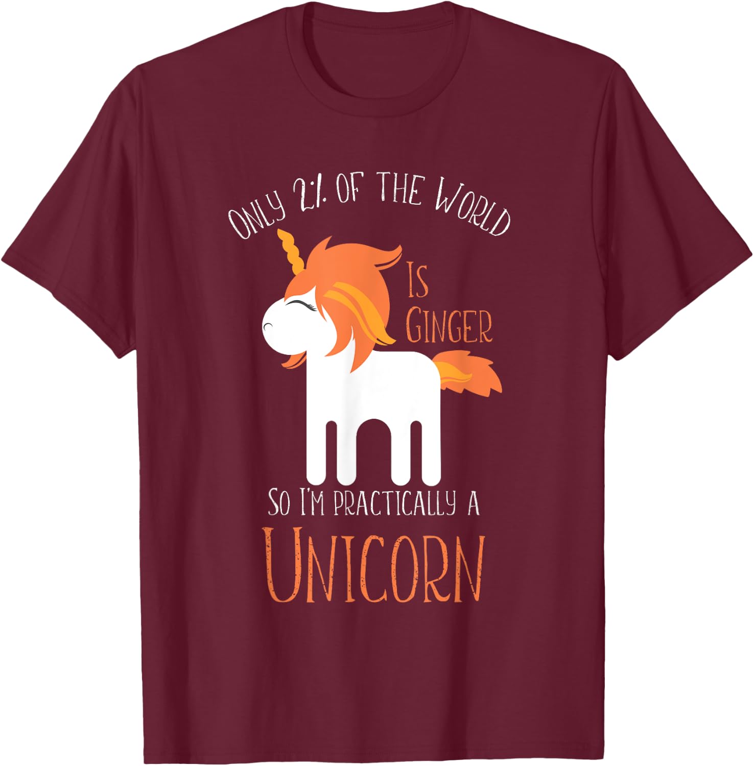 Funny Redheads and Kids Ginger Unicorn T-Shirt - T-Shirt | Maroon