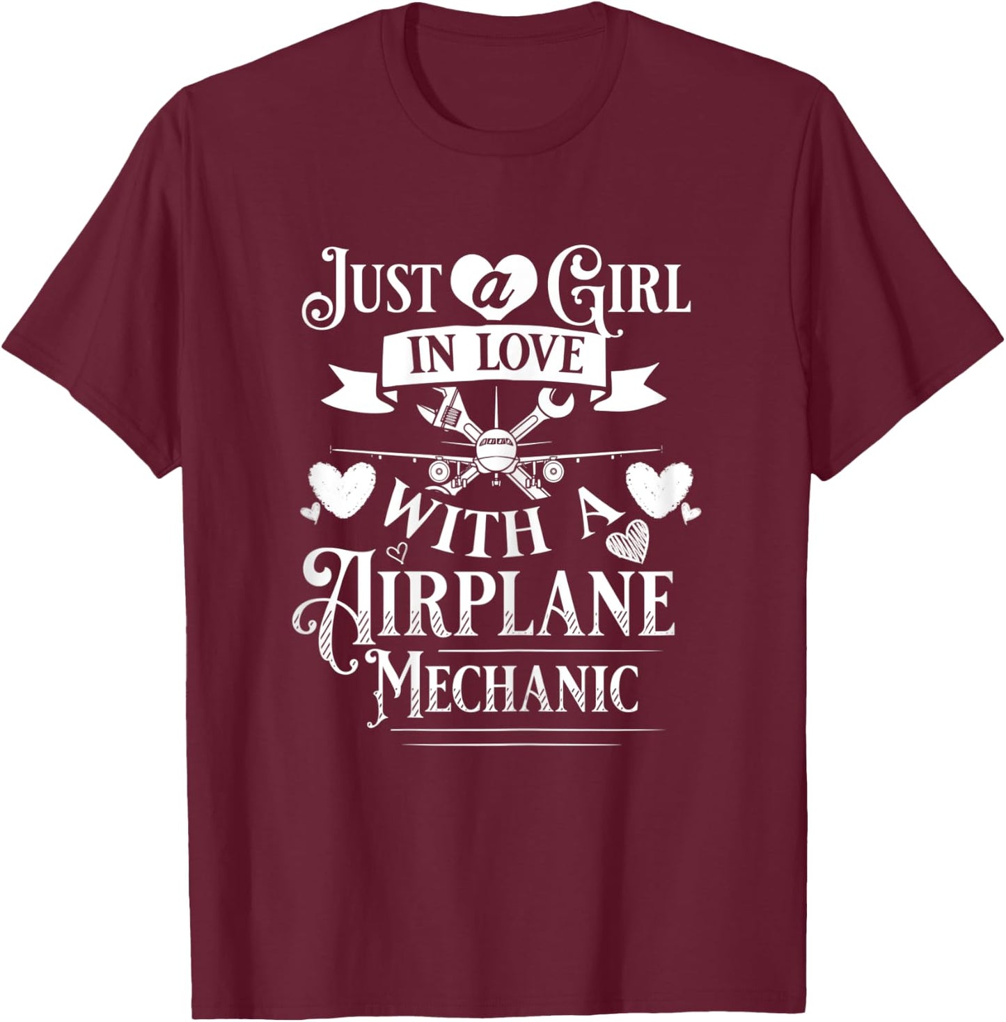 Aircraft Mechanic Wife Airplane Maintenance Technician T-Shirt - T-Shirt | Maroon