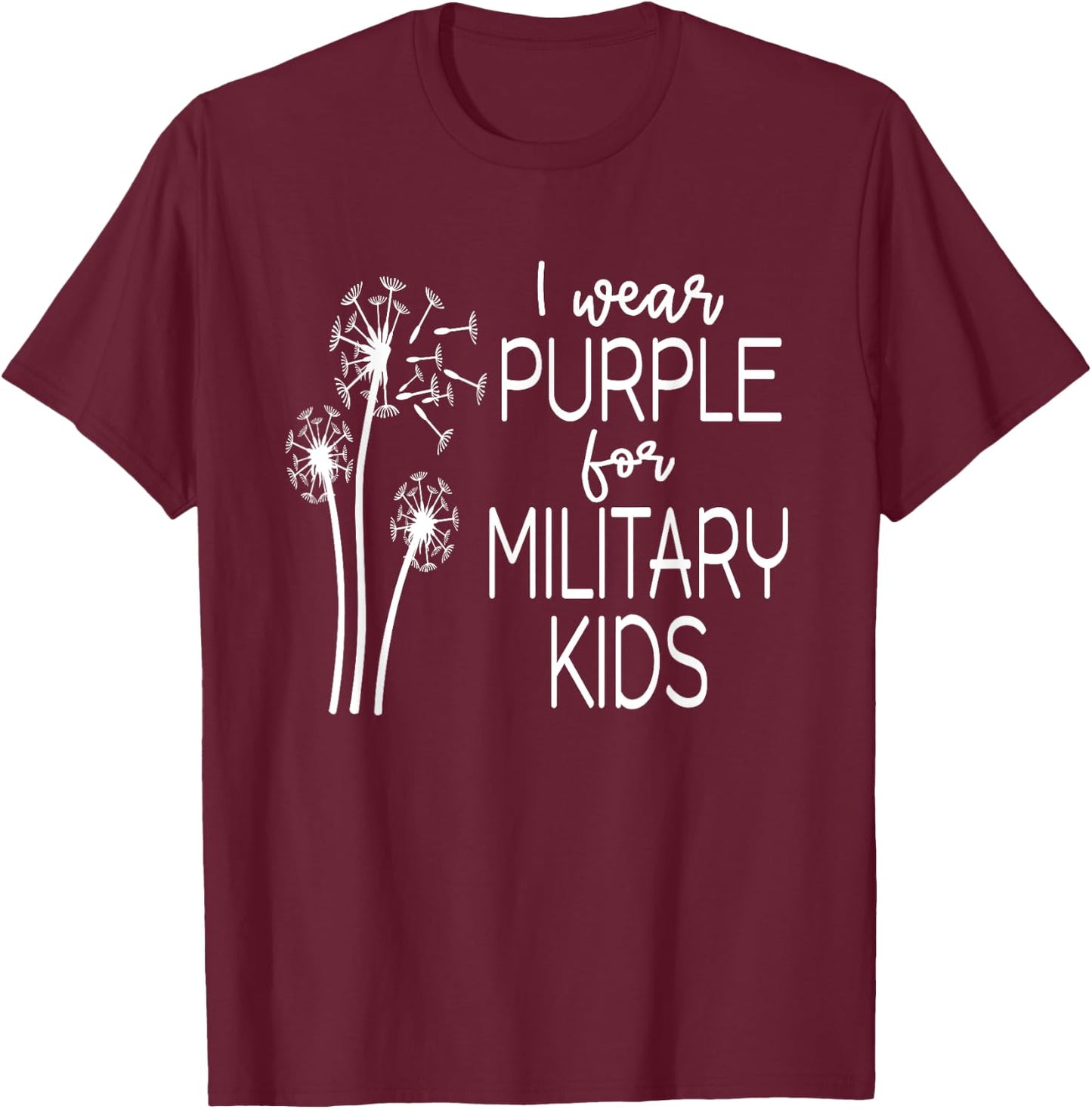 Purple Up in April Dandelion for Month of the Military Child T-Shirt - T-Shirt | Maroon
