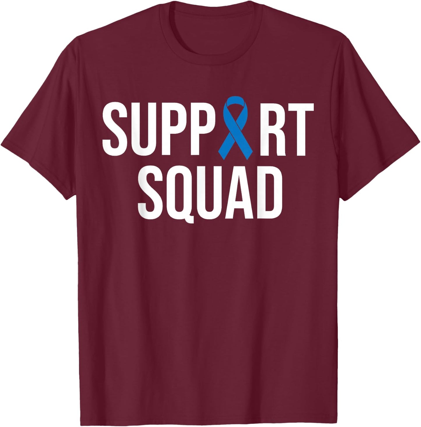 Colorectal Cancer Colon Cancer Blue Ribbon T-Shirt - T-Shirt | Maroon