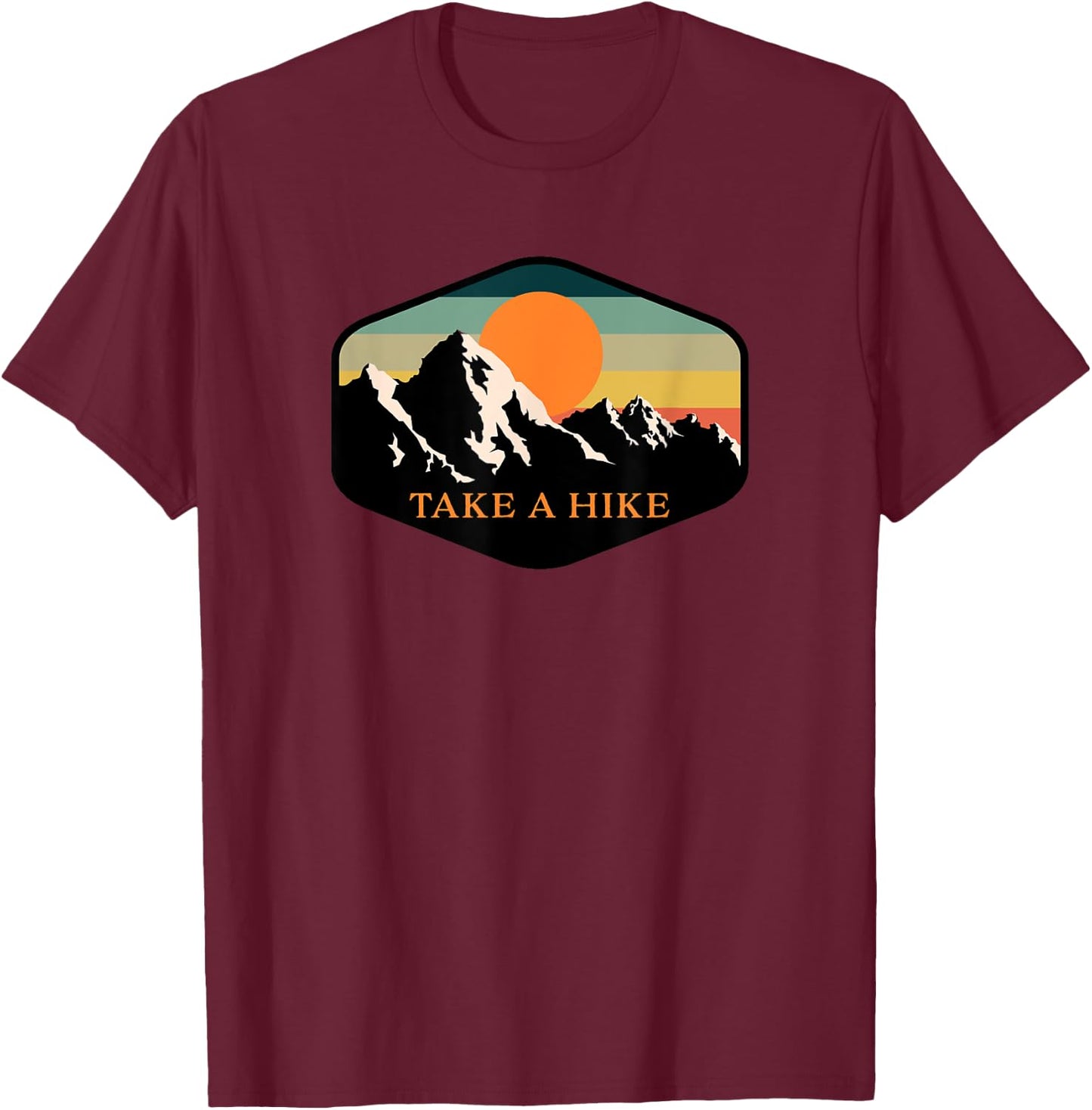 Outdoor Adventures by Esi Images Take a Hike Retro Vintage -adult Hiking - Black - S T-Shirt - T-Shirt | Maroon