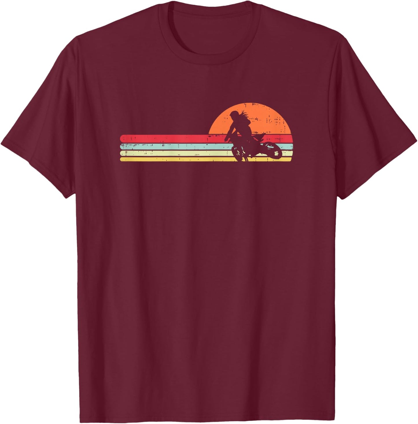 Dirt Bike Motocross Girl Retro Track Racing Motorcycle Gift T-Shirt - T-Shirt | Maroon