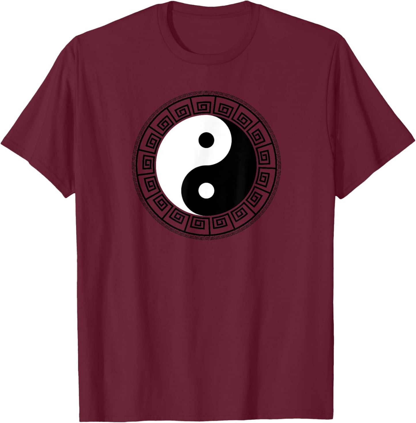 Greek Key Ying Yang Feng Shui Yin Yang T-Shirt - T-Shirt | Maroon