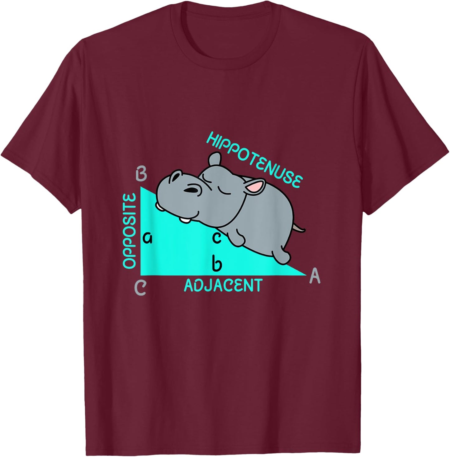 Hippotenuse Math Mathematics Teacher Joke fun Saying T-Shirt - T-Shirt | Maroon