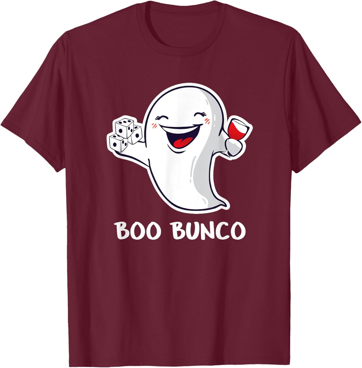 Bunco Halloween Cute Boo Bunco Ghost Gift T-Shirt - T-Shirt | Maroon