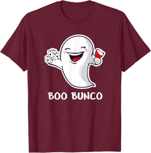 Bunco Halloween Cute Boo Bunco Ghost Gift T-Shirt - T-Shirt | Maroon