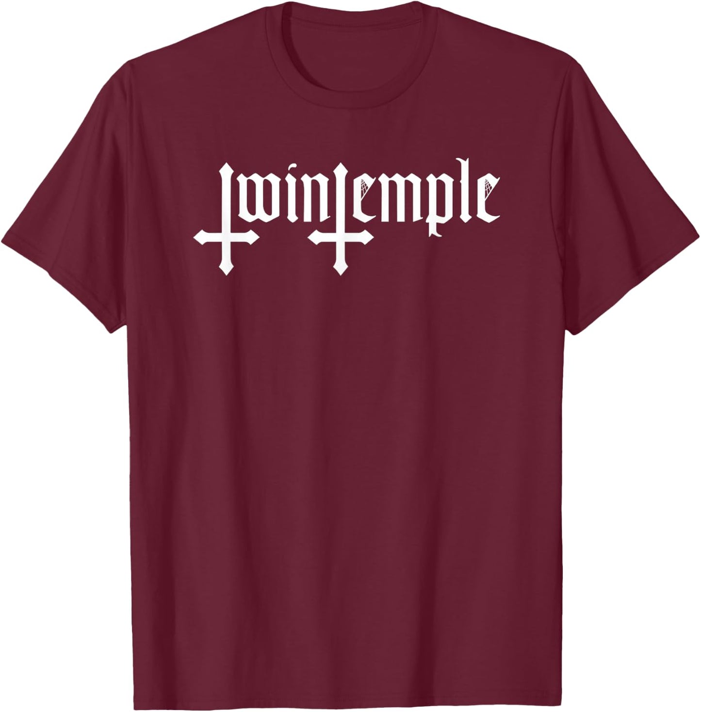 Twin Temple White Drip Logo T-Shirt - T-Shirt | Maroon