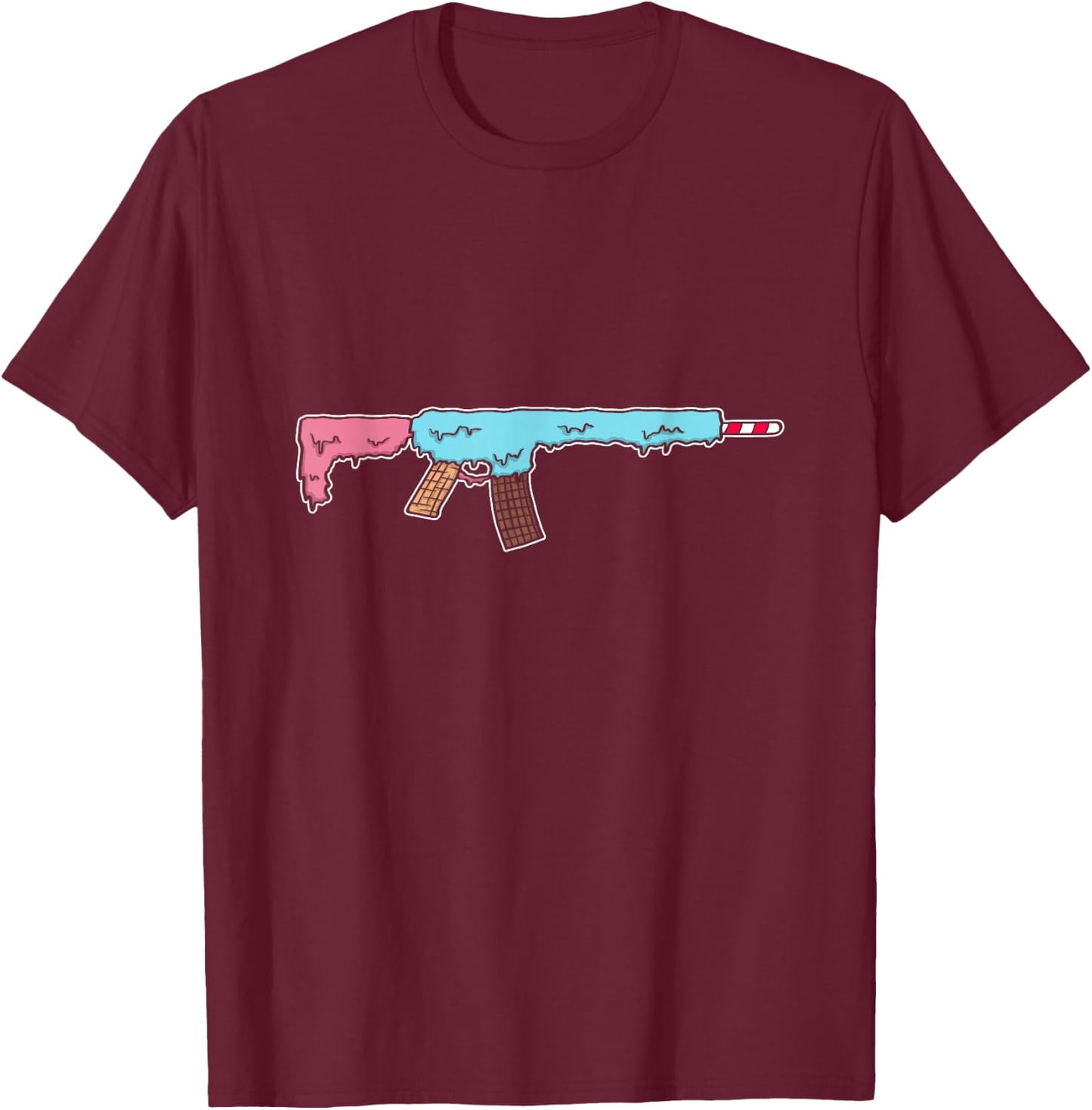 Funny Ice Cream Gun Weapon Rifle Pistol Right 2nd Amendment T-Shirt - T-Shirt | Maroon