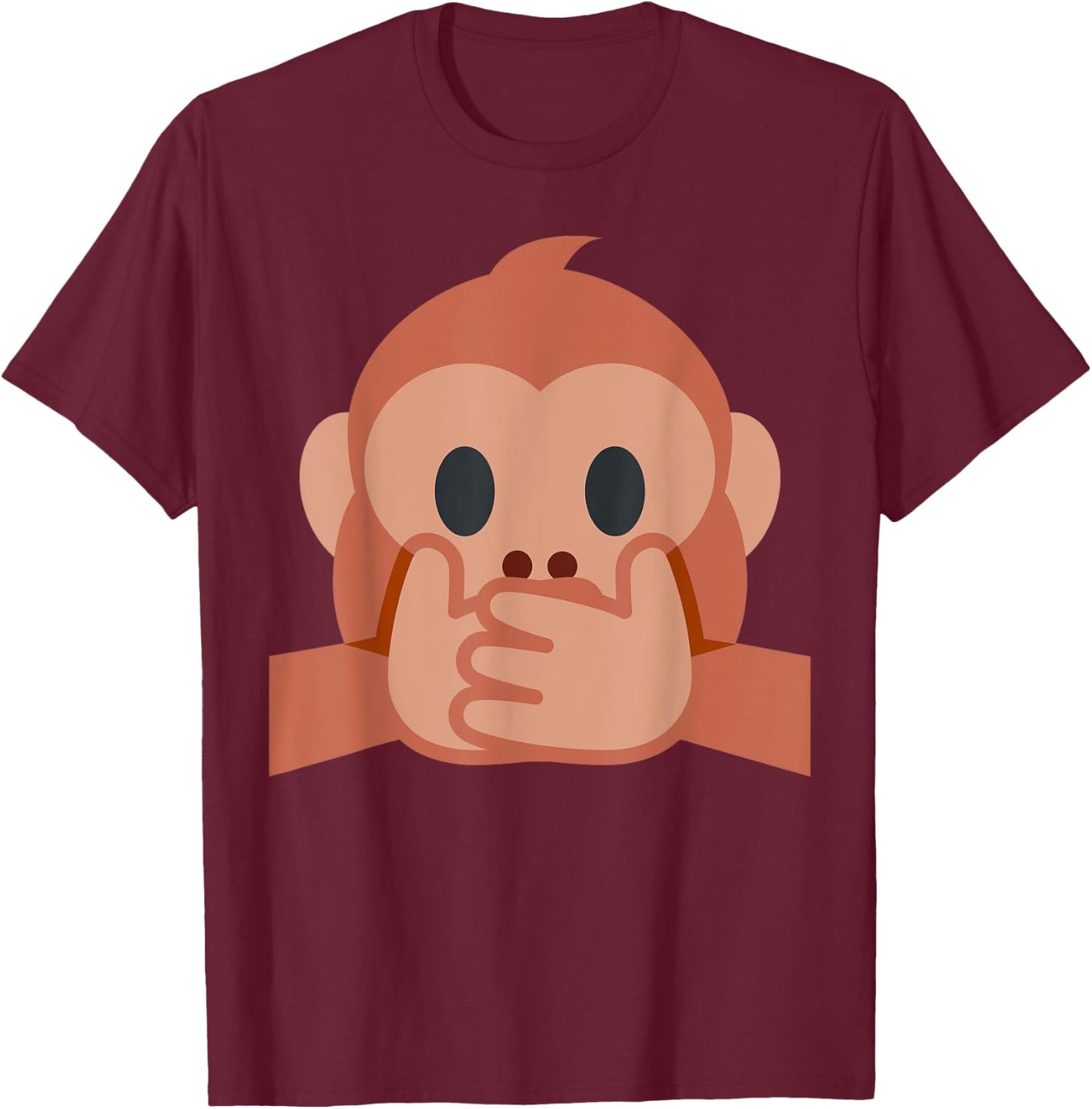 Speak No Evil Monkey Iwazaru Emoticon T-Shirt - T-Shirt | Maroon