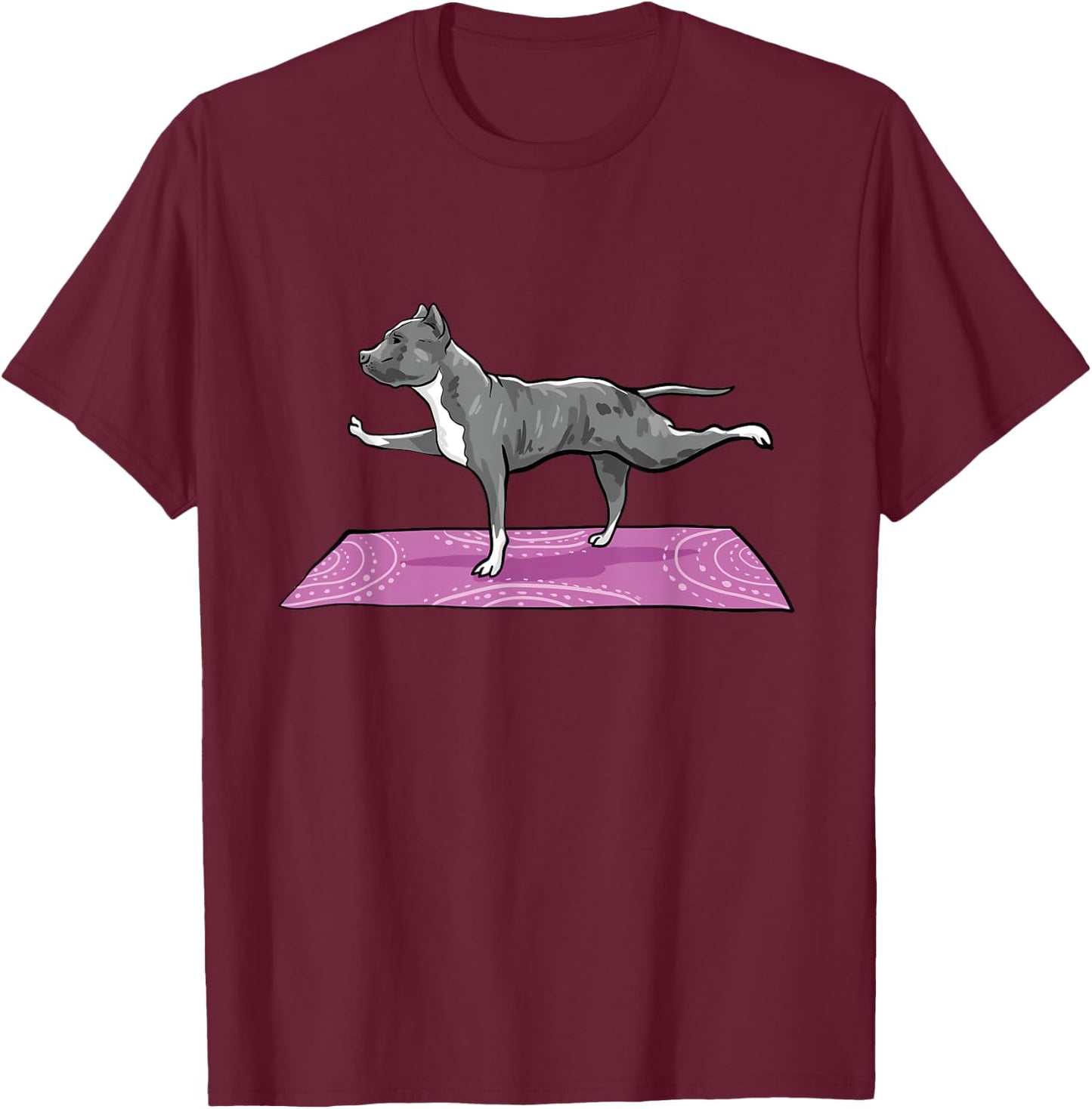 Pitbull Doing Yoga Funny Pitbull Dog Lover Yogi Teacher T-Shirt - T-Shirt | Maroon