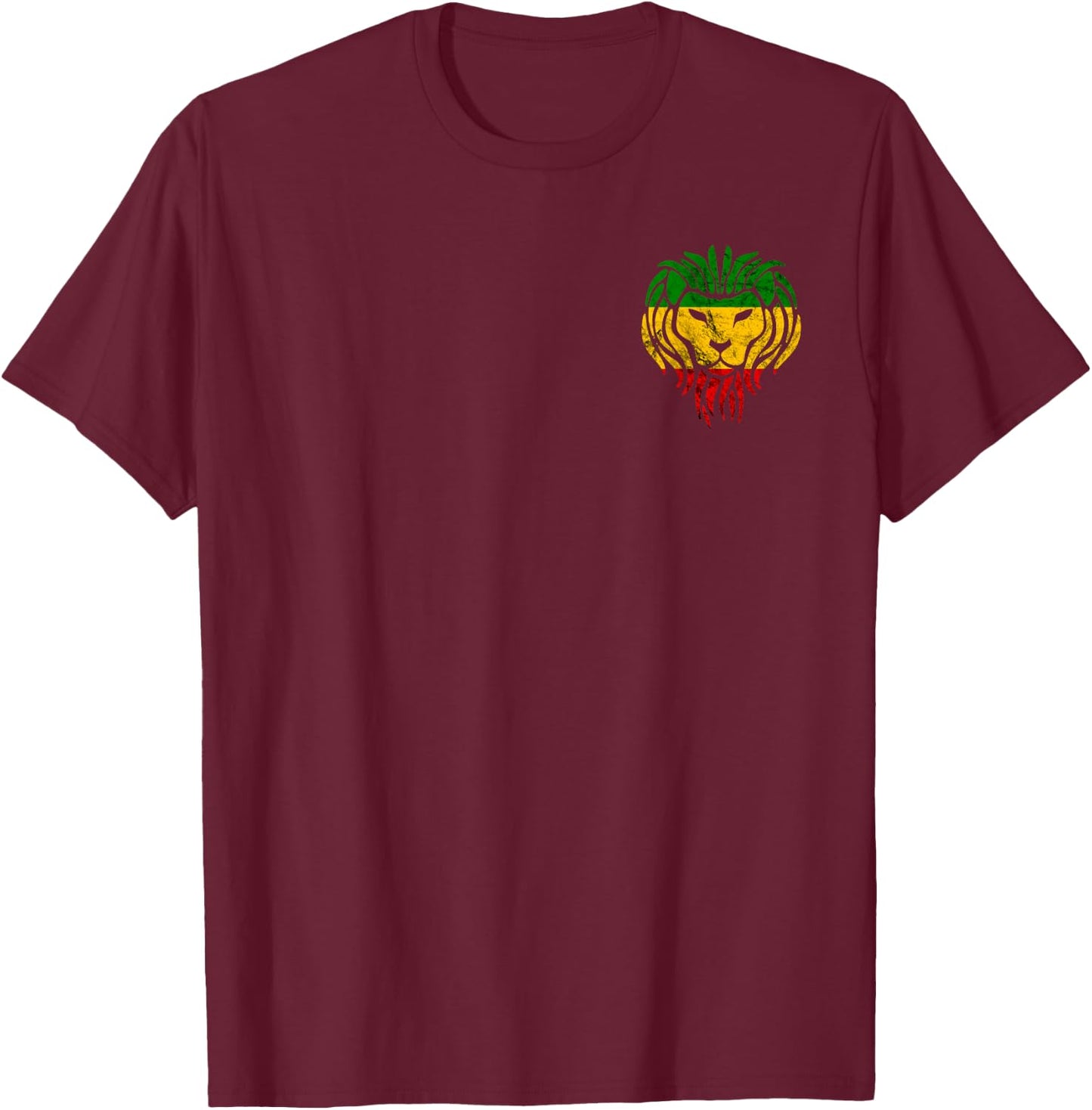 Reggae Peace Rastafari Lion Reggae Jamaica Music Hippie T-Shirt - T-Shirt | Maroon
