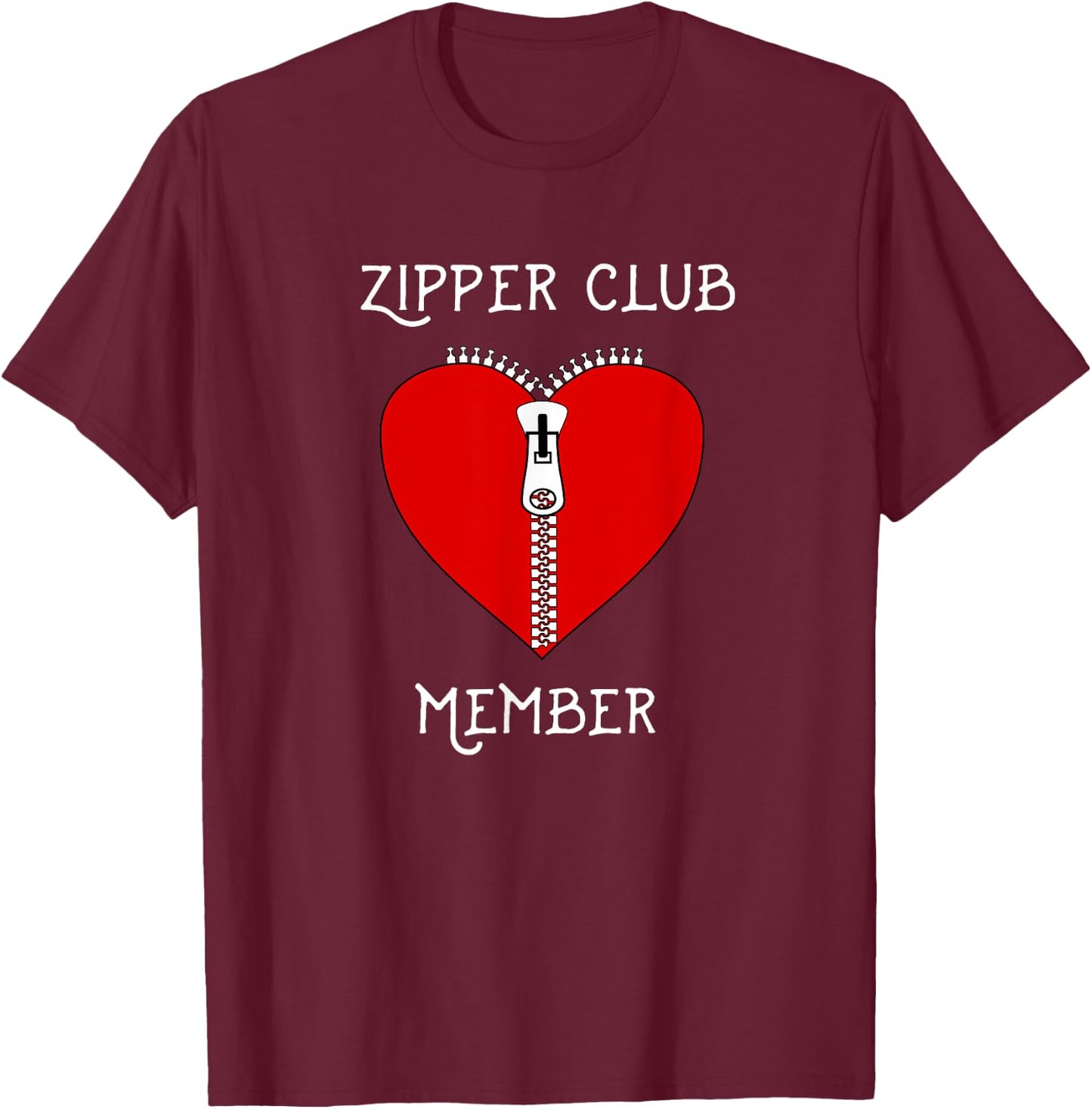 Zipper Club Member Graphic Heart Surgery Survivor T-Shirt - T-Shirt | Maroon