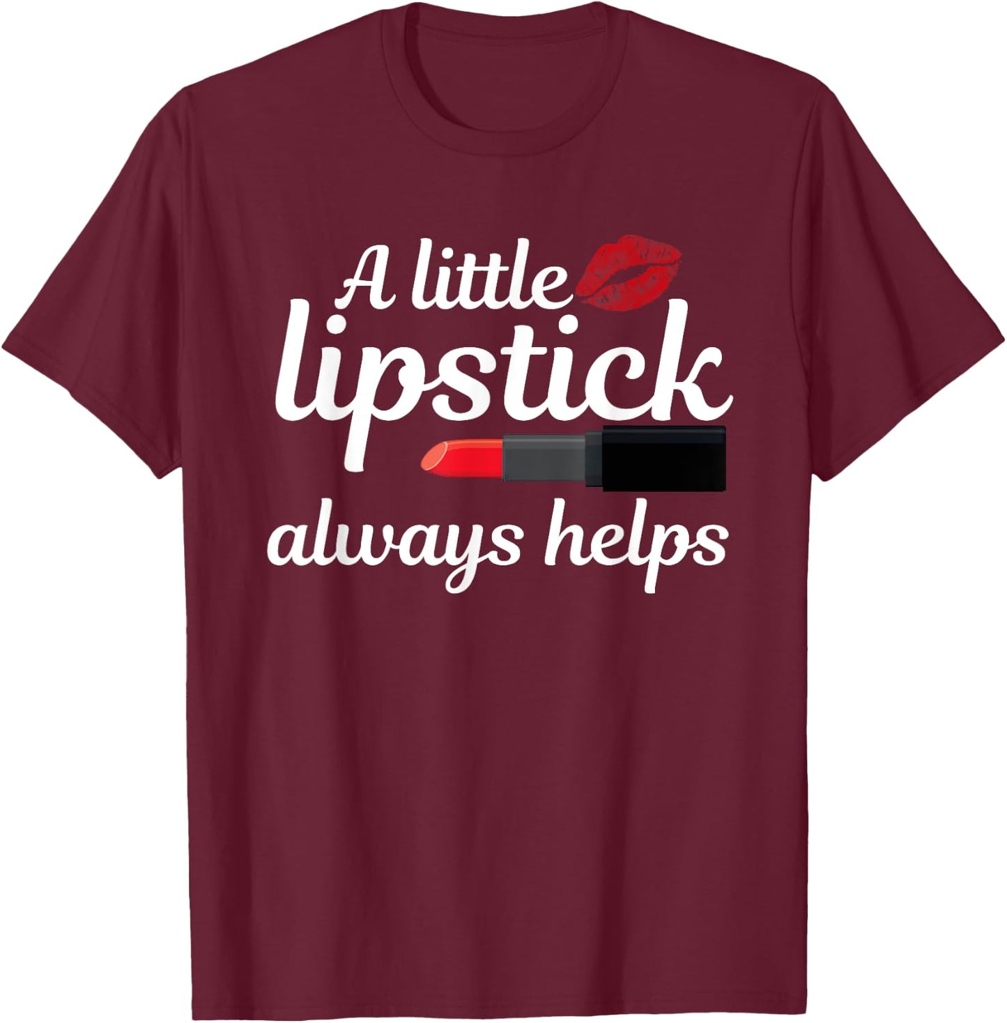 Cool Lipstick Art Women Girls Makeup Artist Beautician Kiss T-Shirt - T-Shirt | Maroon