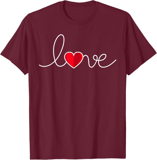 Valentines Day Red Love Heart Cute V-day Men Women Girl boys T-Shirt - T-Shirt | Maroon