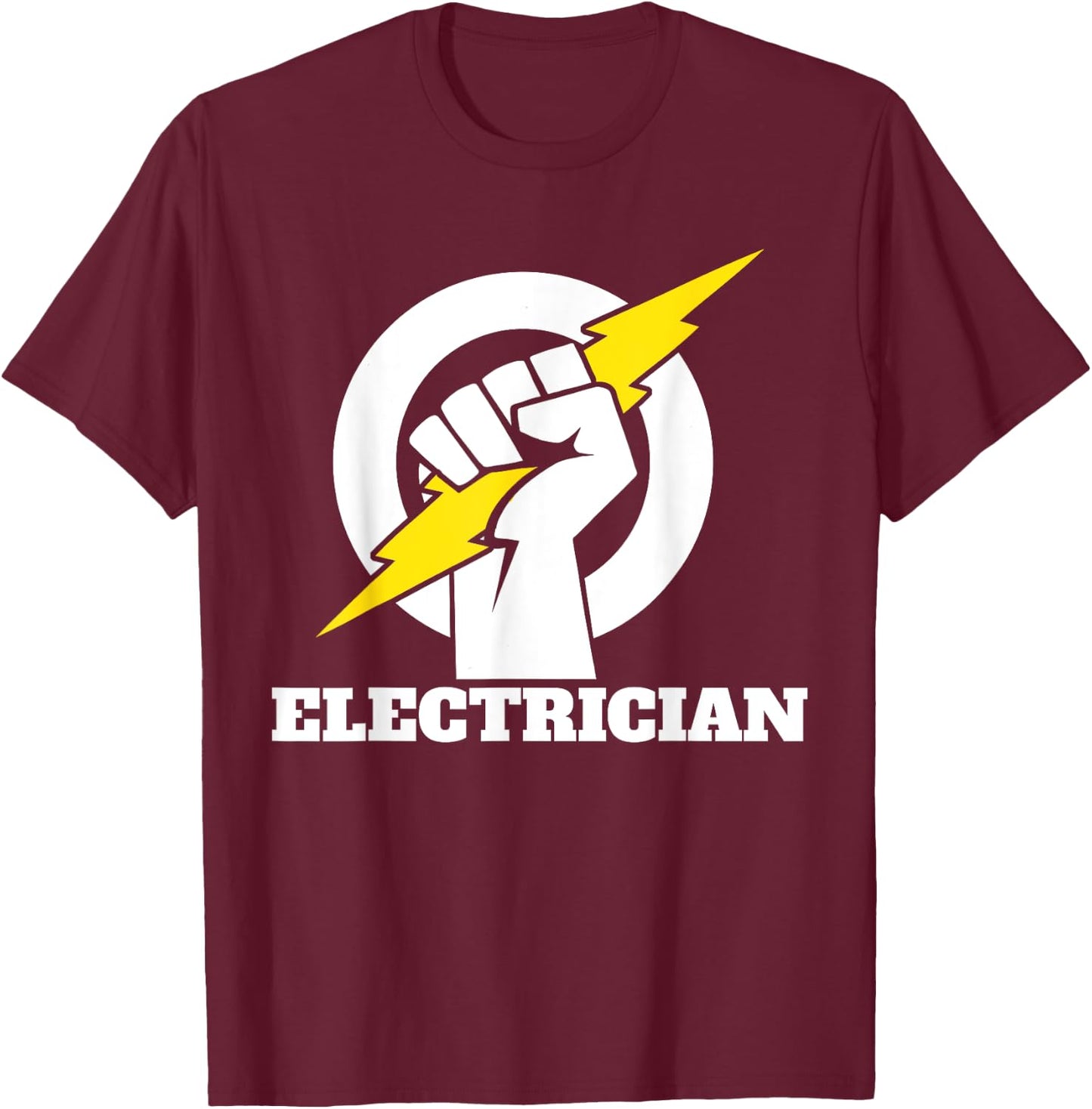Electrician lightning bolt hand Electrician lightning hand T-Shirt - T-Shirt | Maroon