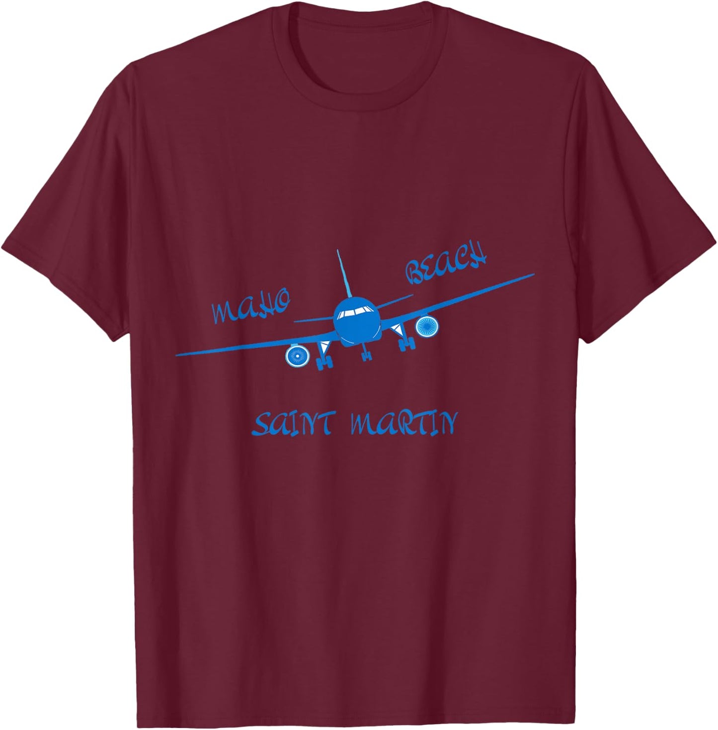 Maho Beach Saint Martin Airplane T-Shirt - T-Shirt | Maroon
