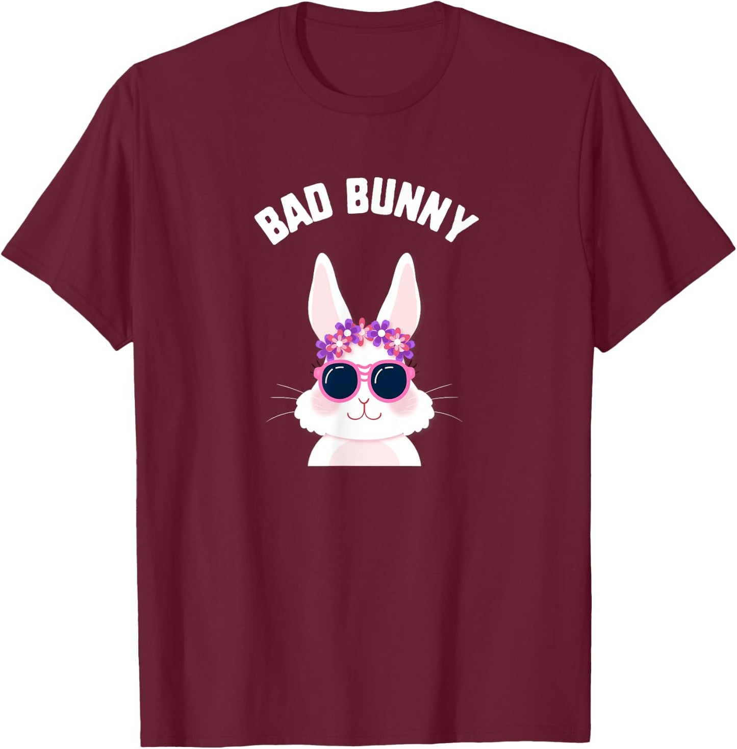 Easter Bad Bunny Sunglasses Kids Candy Spring Bunny Gift T-Shirt - T-Shirt | Maroon