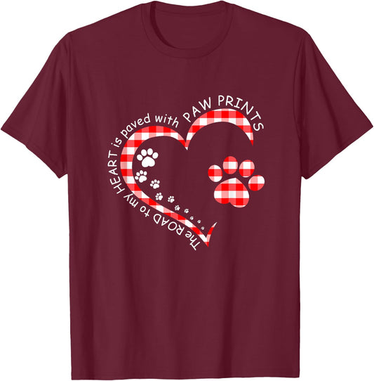 The road to my heart is paved with paw prints T-Shirt - T-Shirt | Maroon