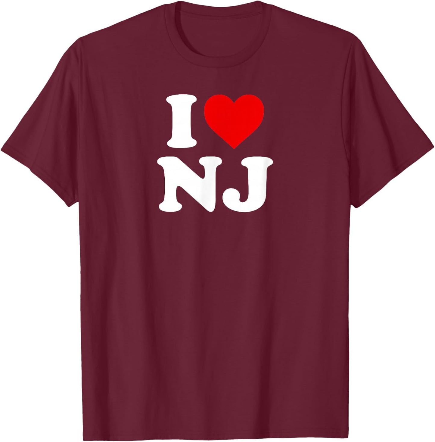 I Love NJ Heart New Jersey T-Shirt - T-Shirt | Maroon