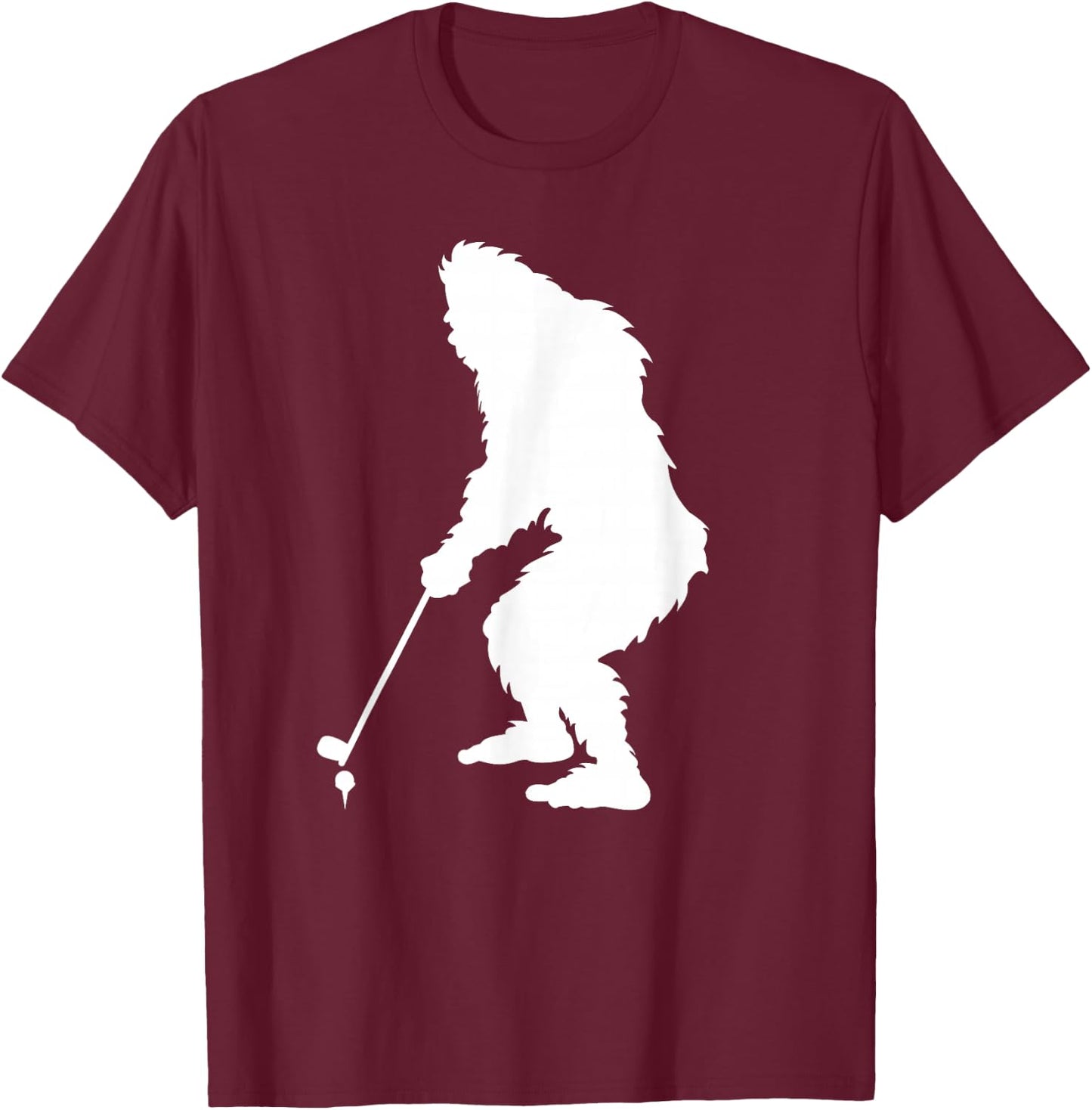 Sasquatch Golf Funny Bigfoot Playing Golf Gool Golfer Player T-Shirt - T-Shirt | Maroon