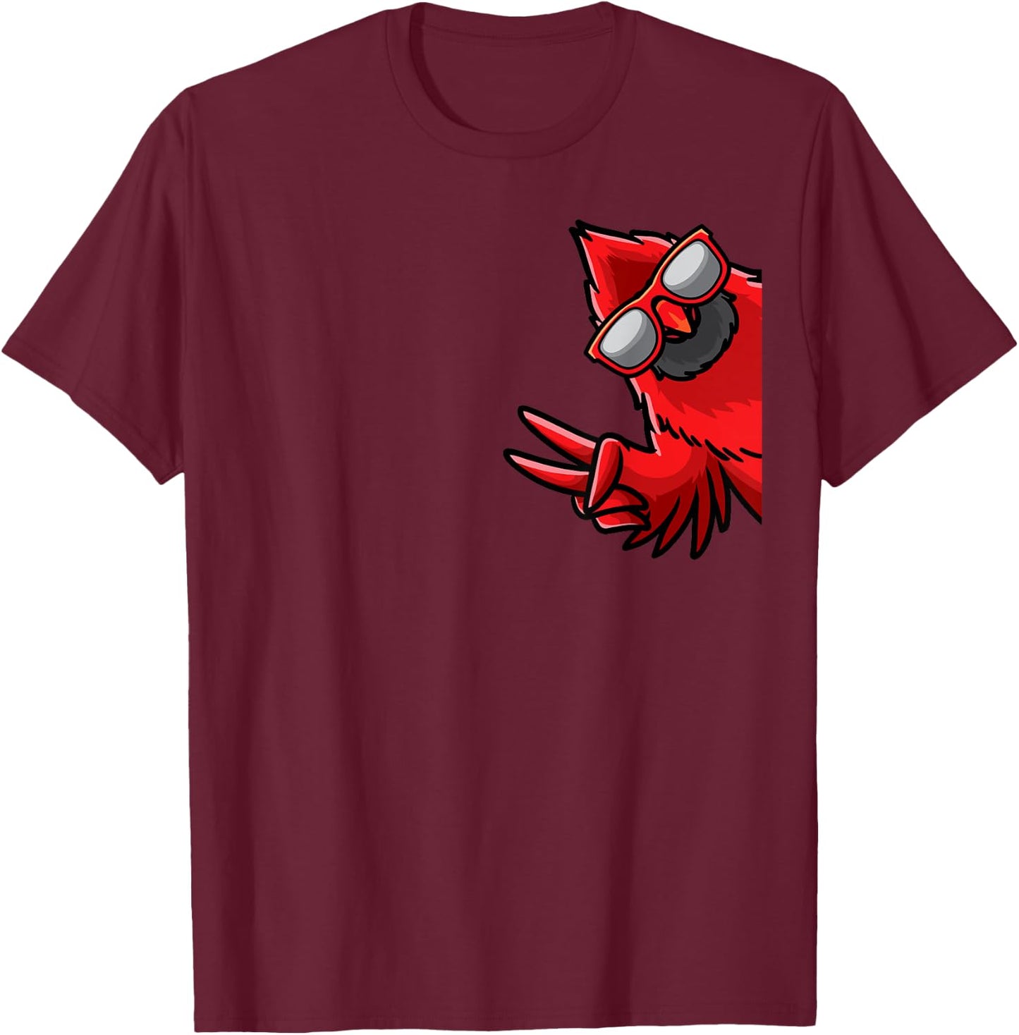 Northern Cardinal Bird Red Cardinal From Side T-Shirt - T-Shirt | Maroon