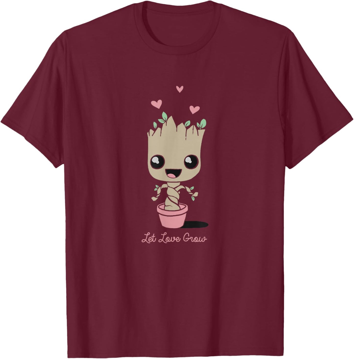 Marvel Valentine's Day Groot Let Love Grow T-Shirt - T-Shirt | Maroon