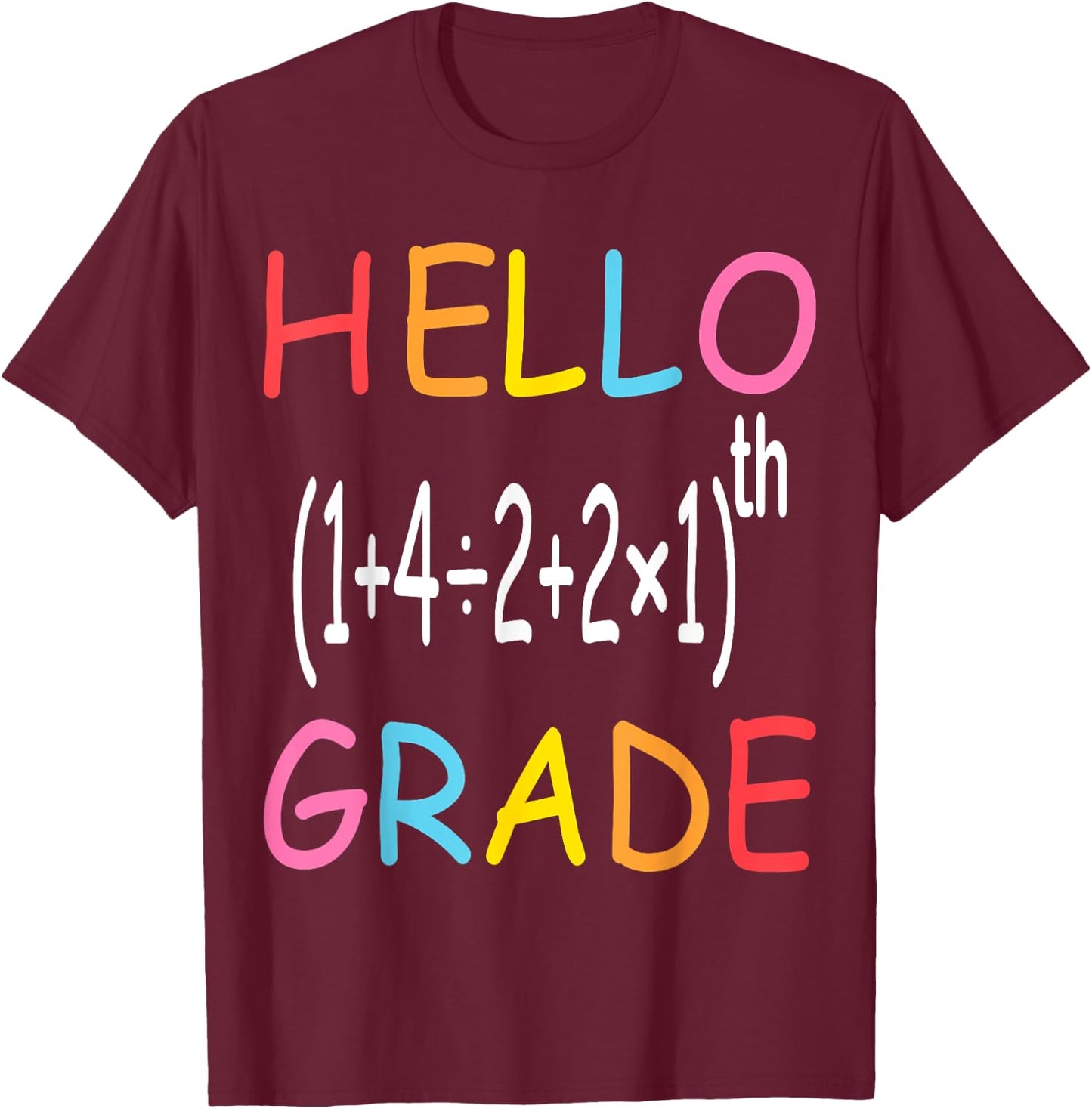 Back to School Hello Fifth Grade Equation Math Teacher Funny Men Women Girls Kids T-Shirt - T-Shirt | Maroon