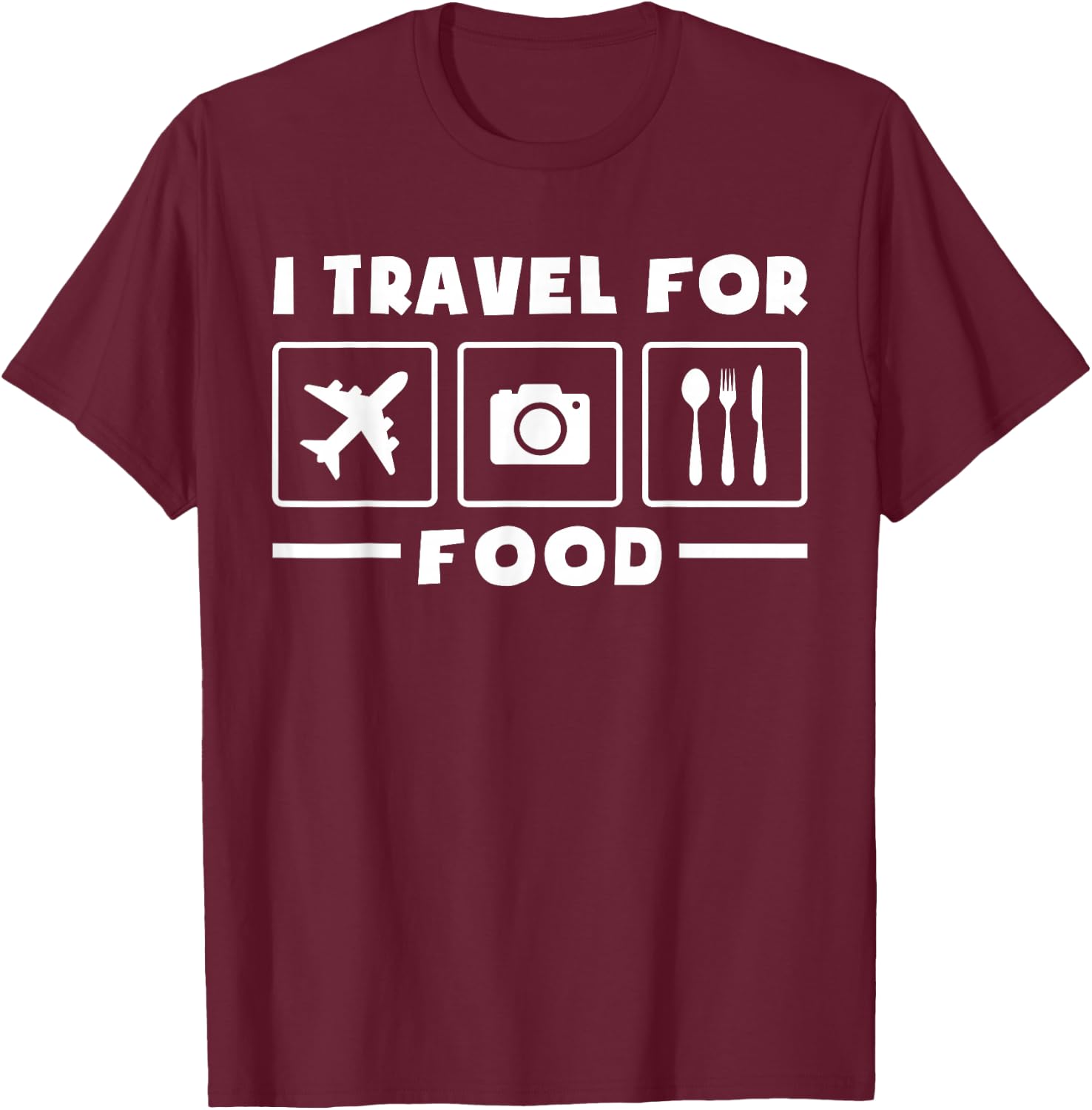 Traveler Flight Vacation Trip I Travel For Food Watercolor T-Shirt - T-Shirt | Maroon