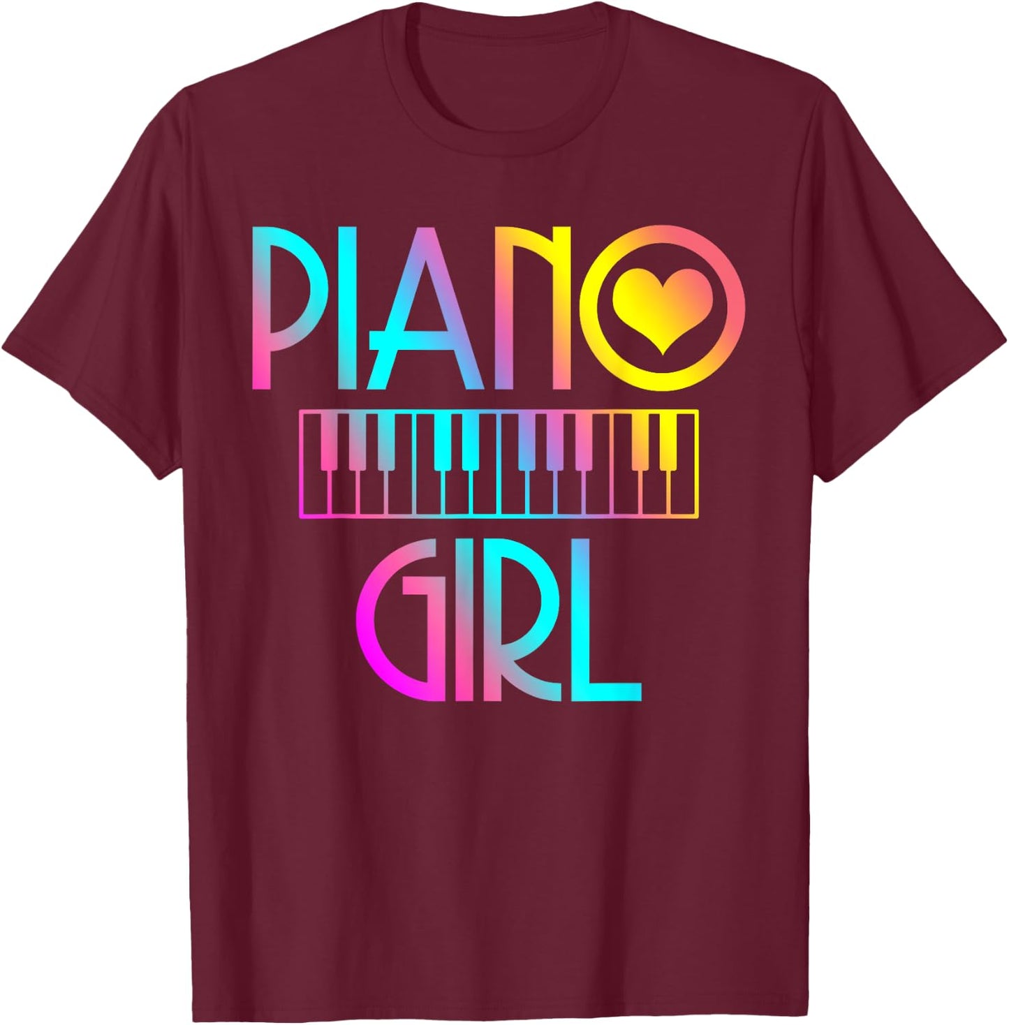 Piano Girl Musical Pianist Keyboard Cute T-Shirt - T-Shirt | Maroon